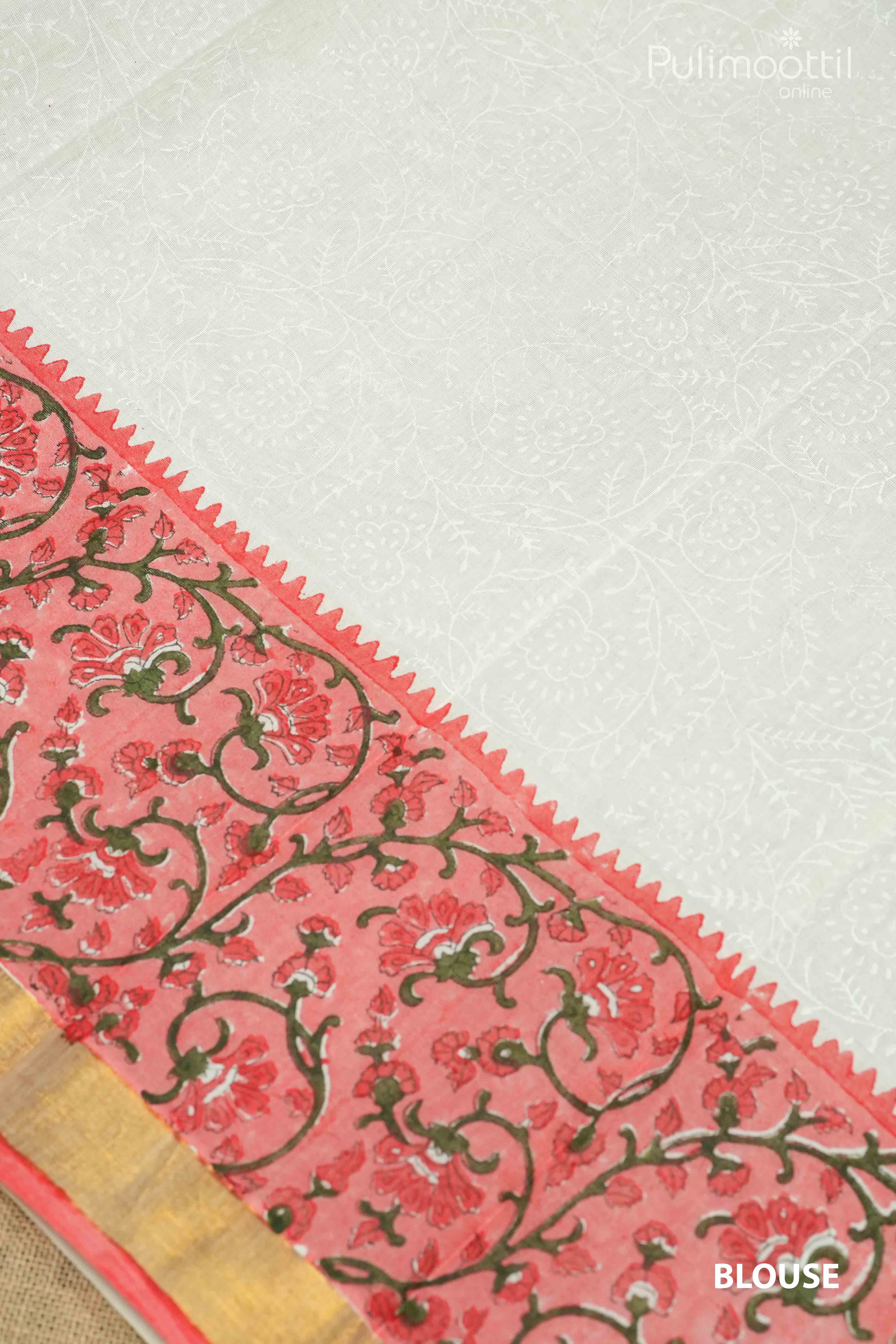Kerala Traditional Cream Colour Set Saree