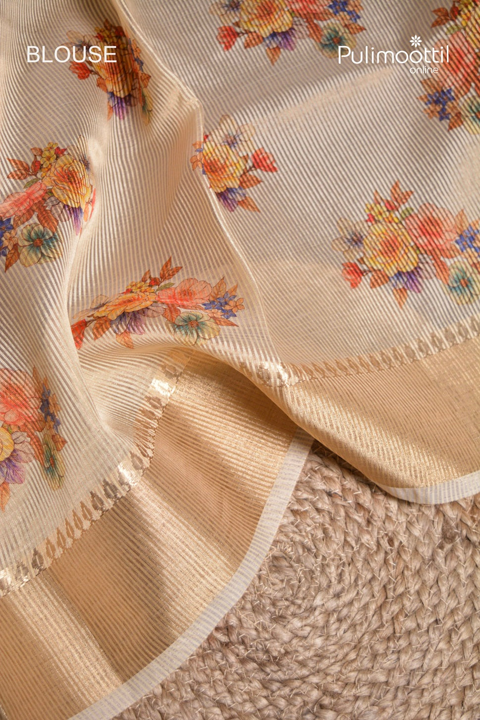 Light Golden Tissue Organza Traditional Saree