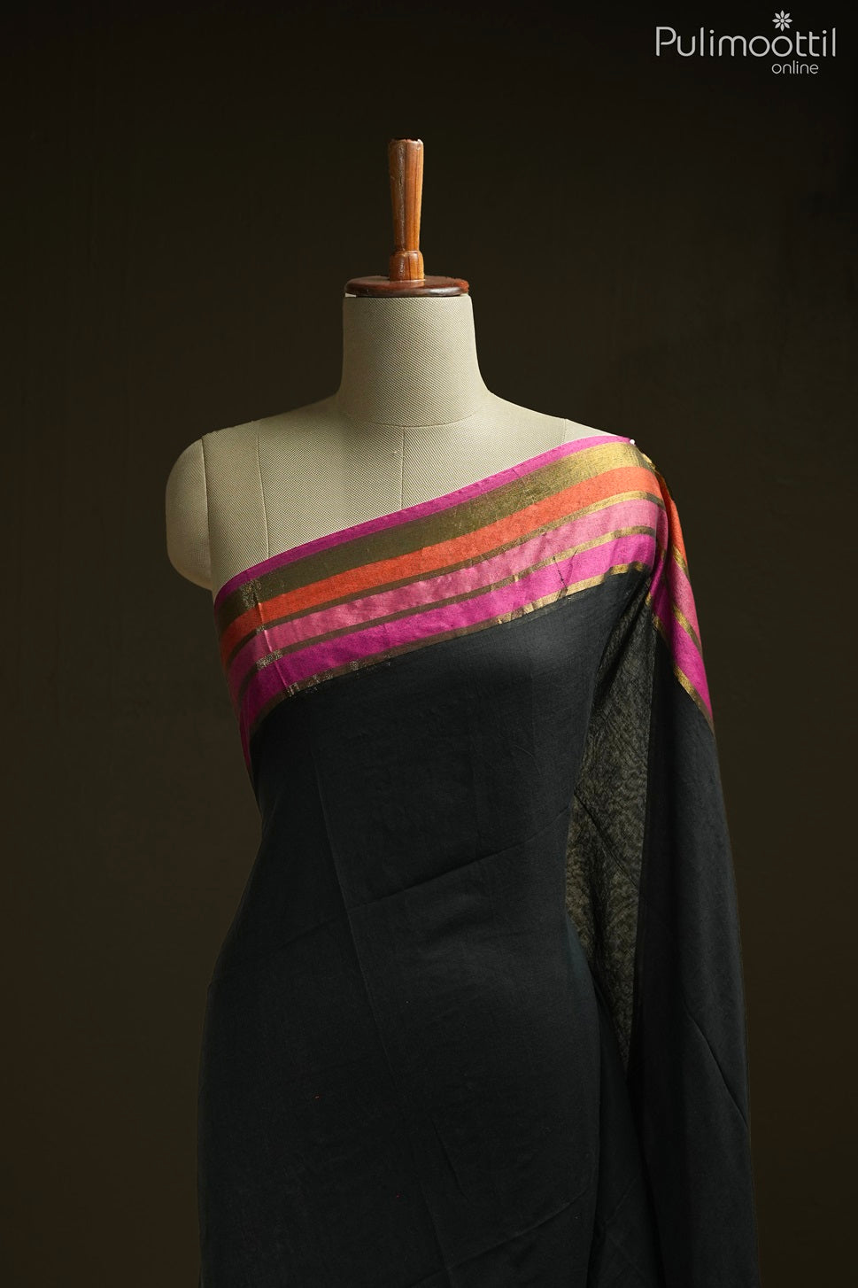 Black Colour Mul Cotton Saree
