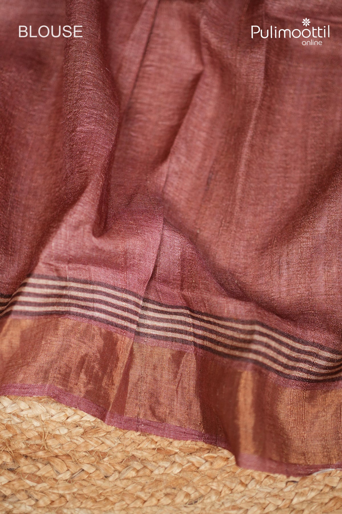 Dark Chikoo Colour Tussar And Jute Silk Saree