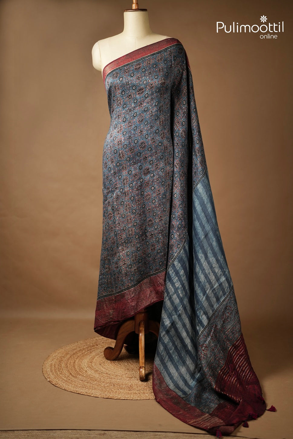 Indigo Blue Colour Pure Chanderi Silk Saree