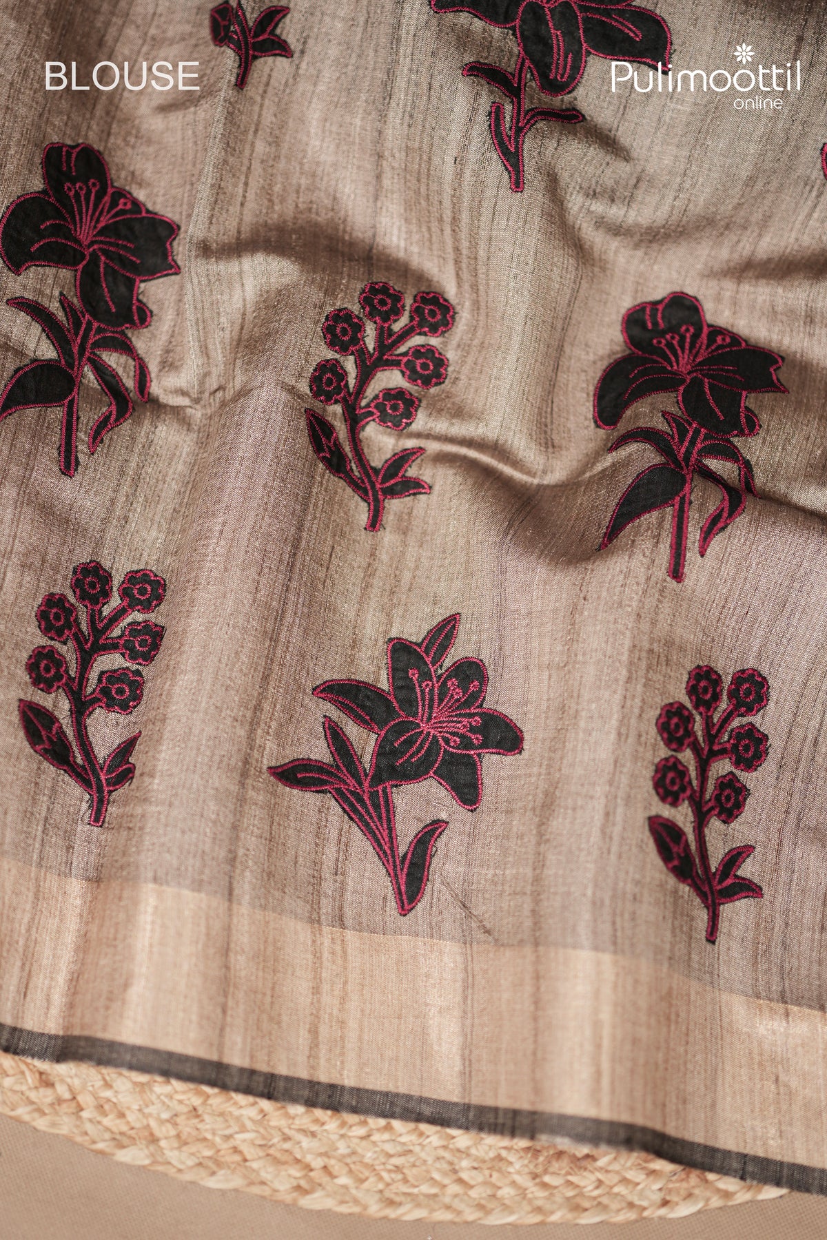 Black Colour Jute Silk Saree