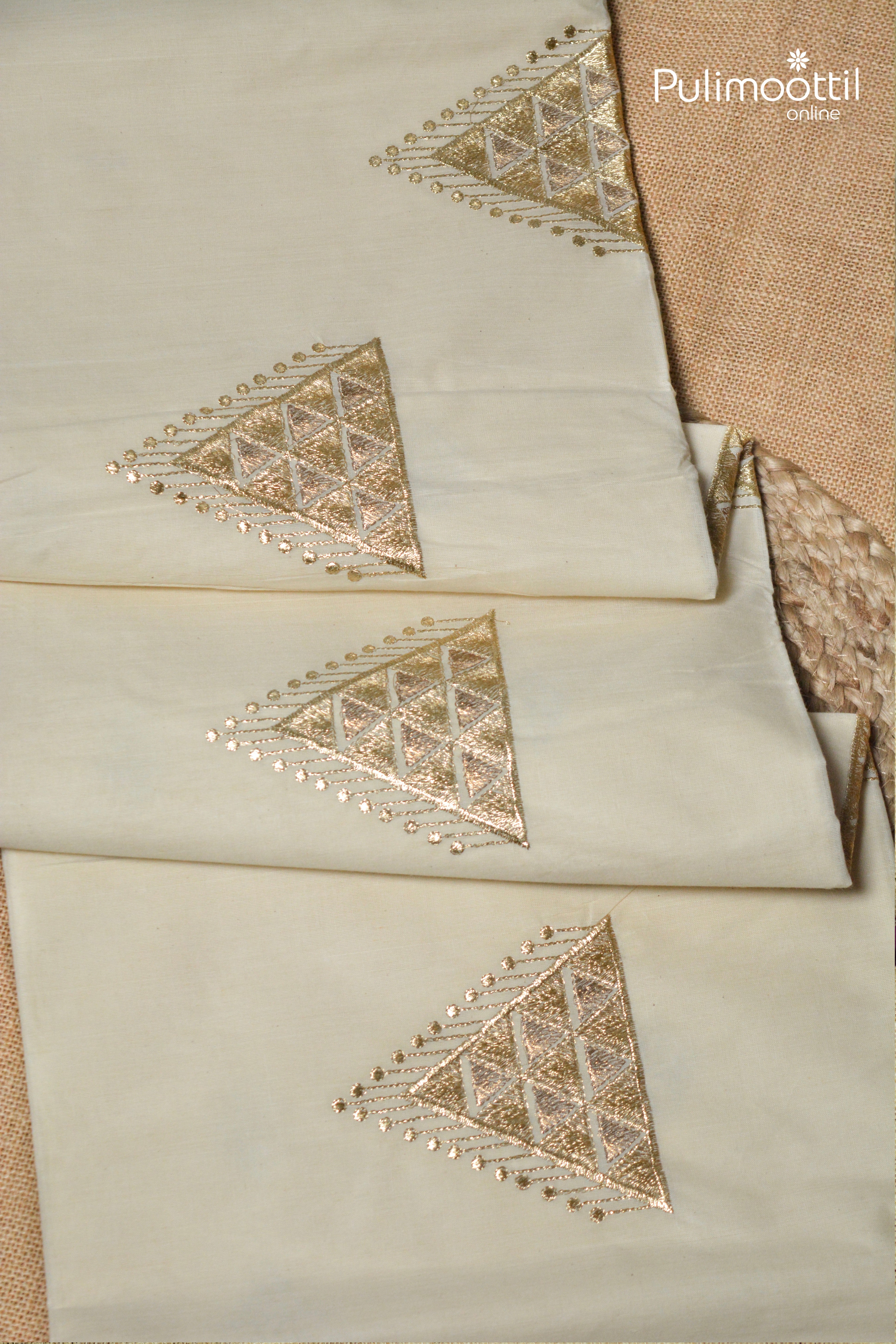 OffWhite Colour Kerala Traditional Cotton Set Saree