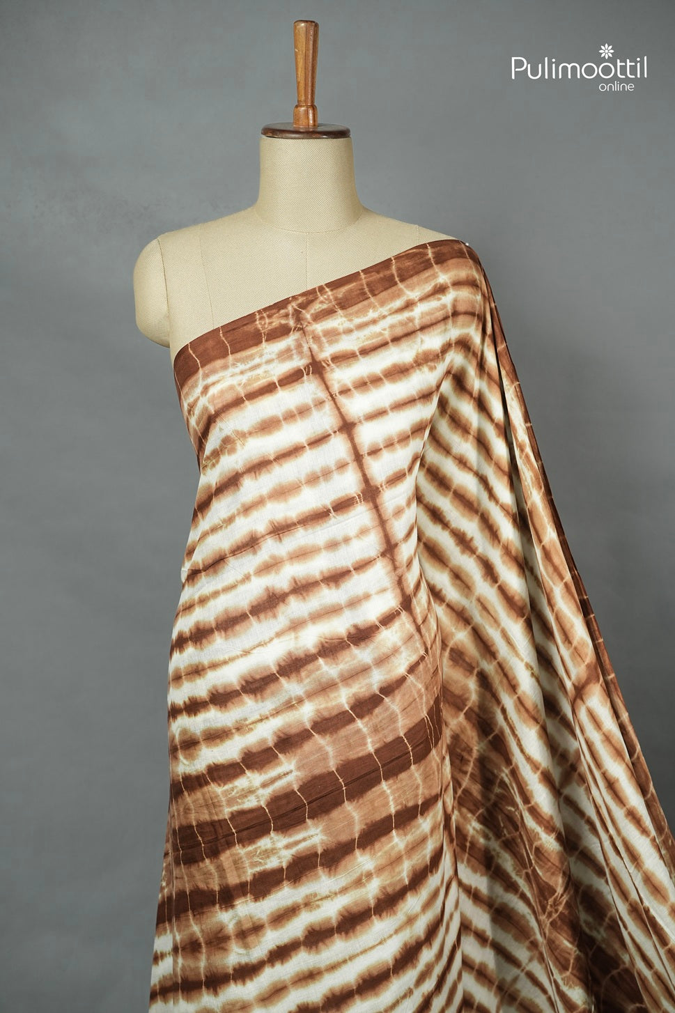 Chocolate Colour Shibori Printed Mul Cotton Saree