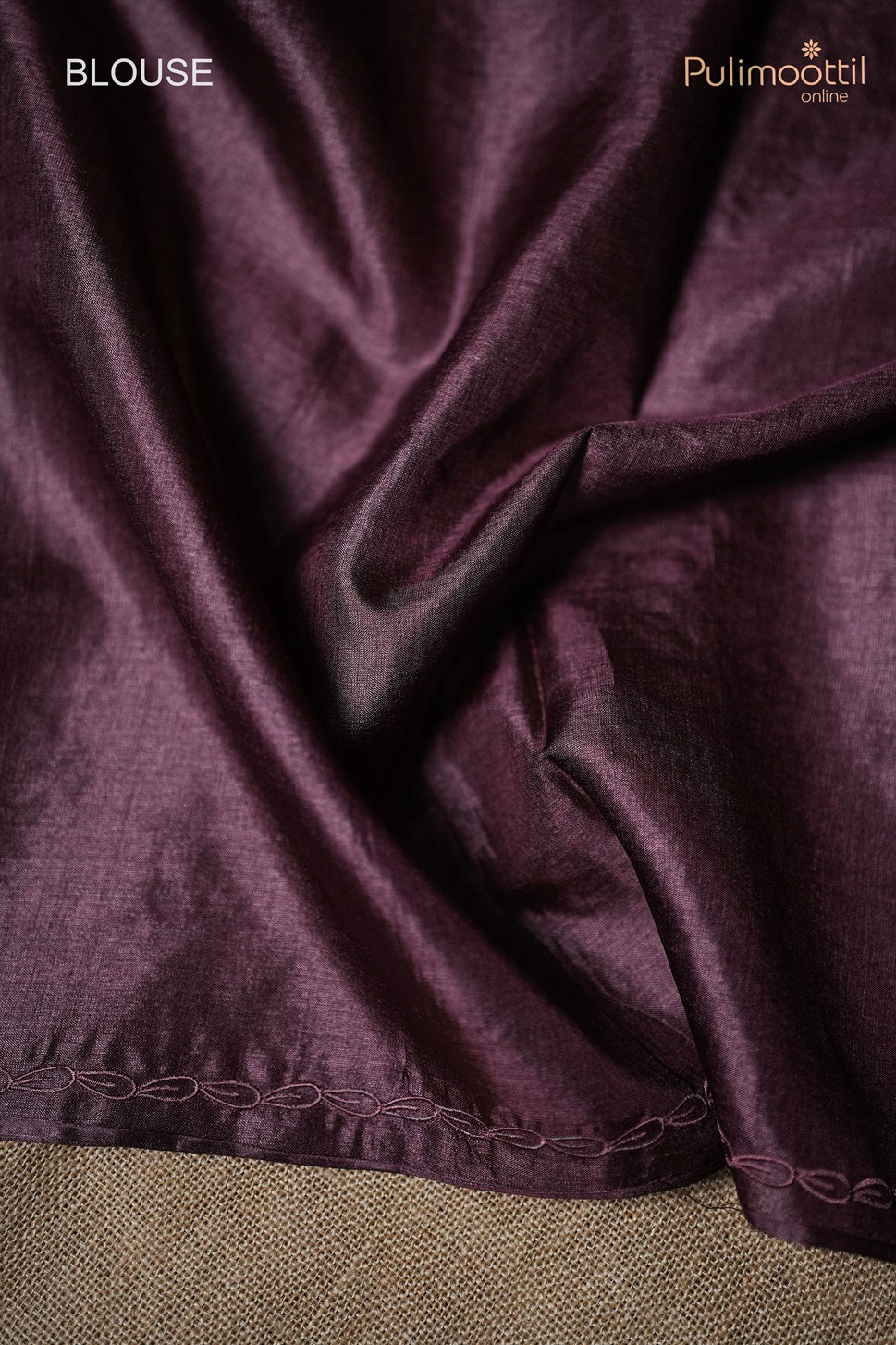 Dark Onion Colour Applique Tussar Silk Saree