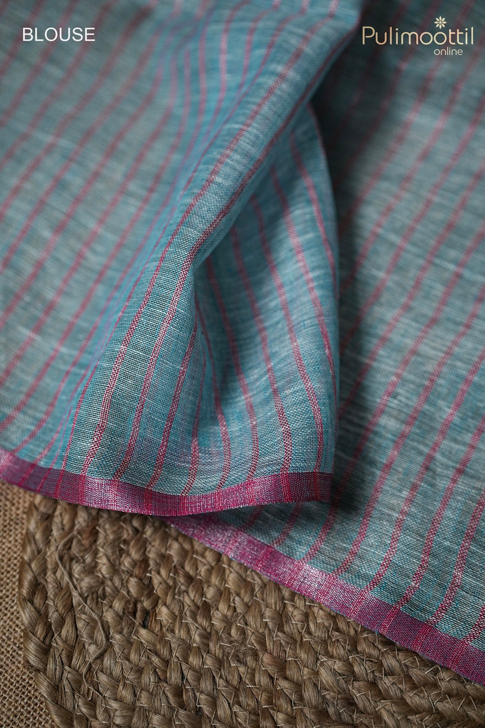 Sky Blue Colour Linen Saree.