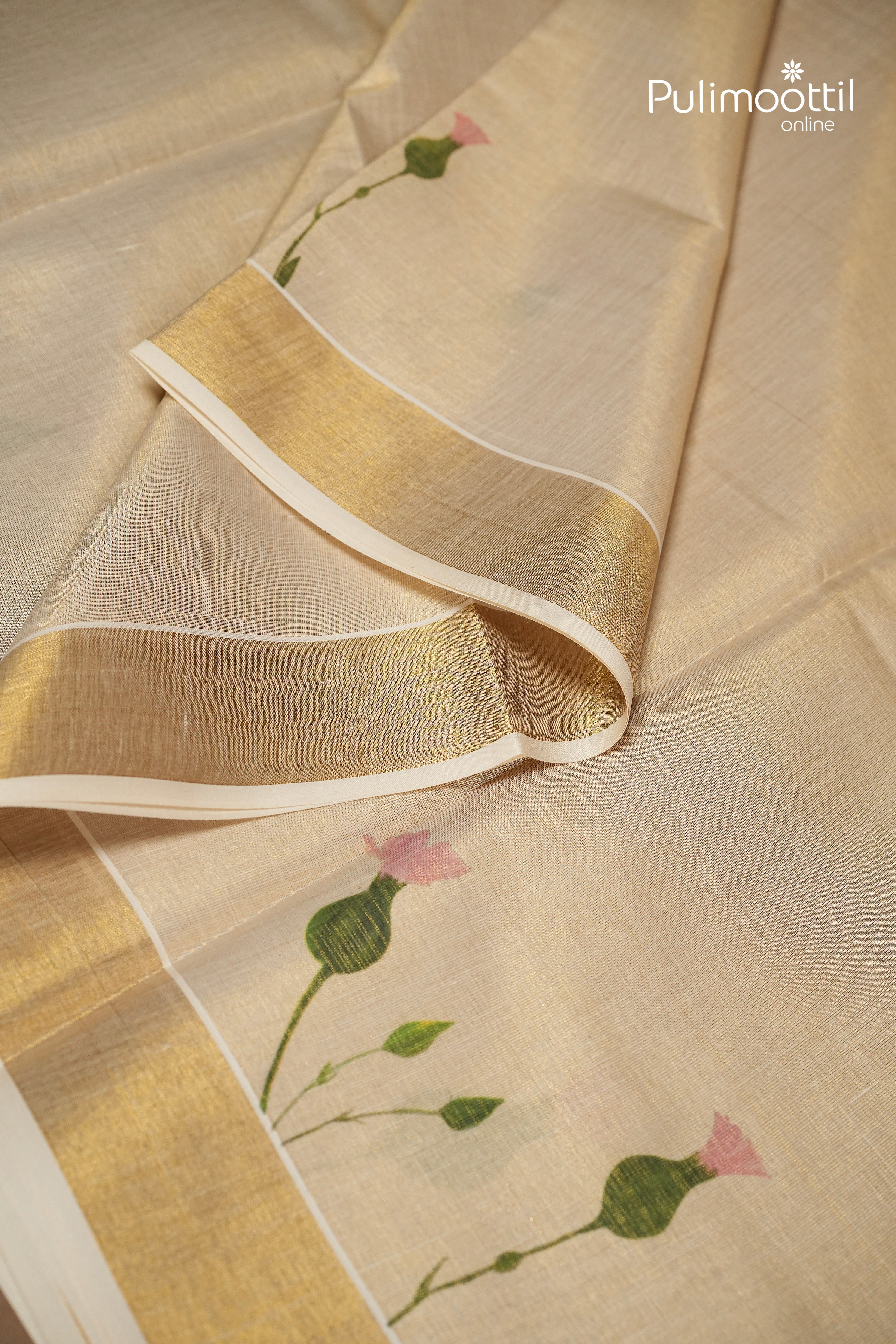 Kerala Traditional Golden Tissue Set Saree