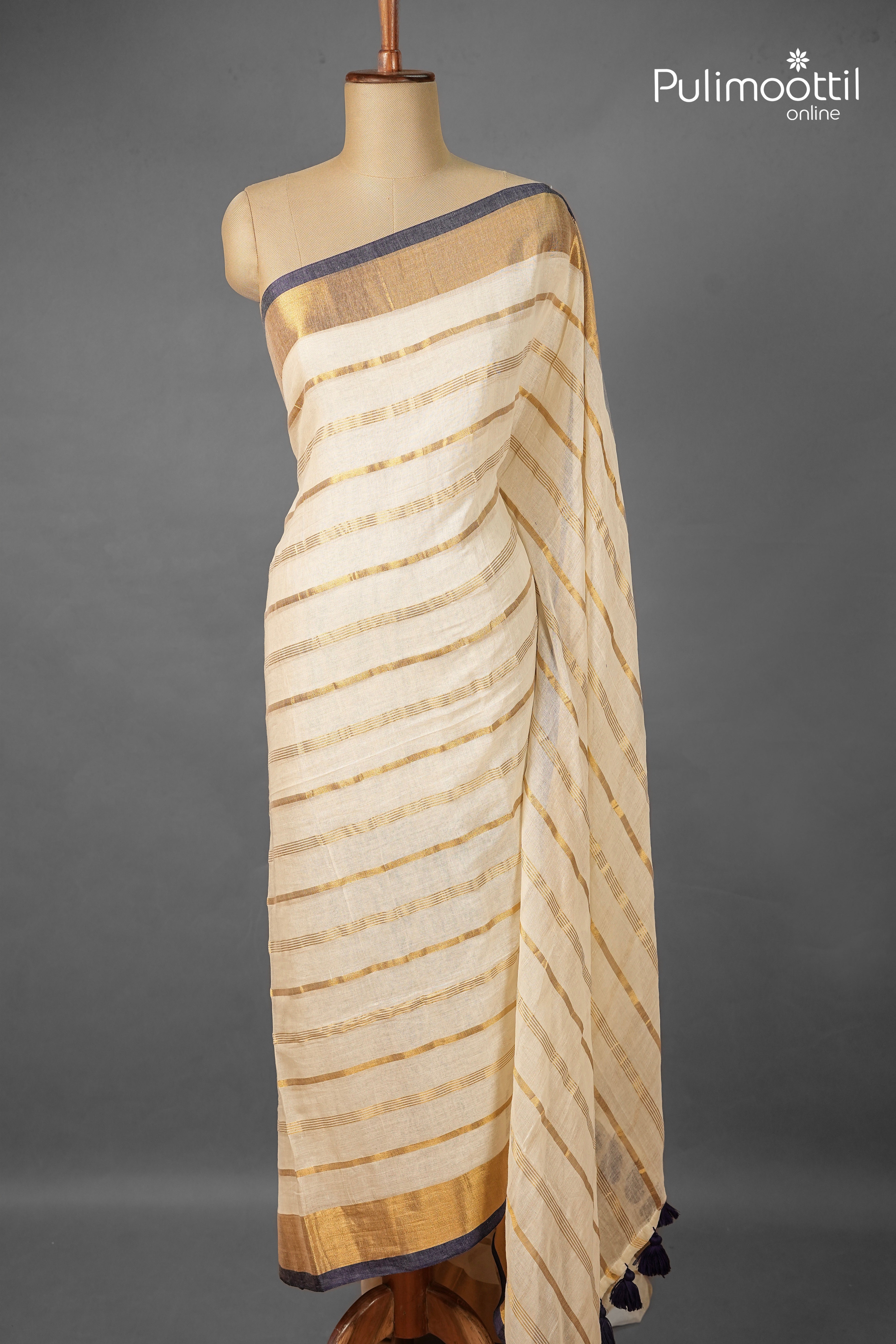 OffWhite Colour Mul Cotton Saree