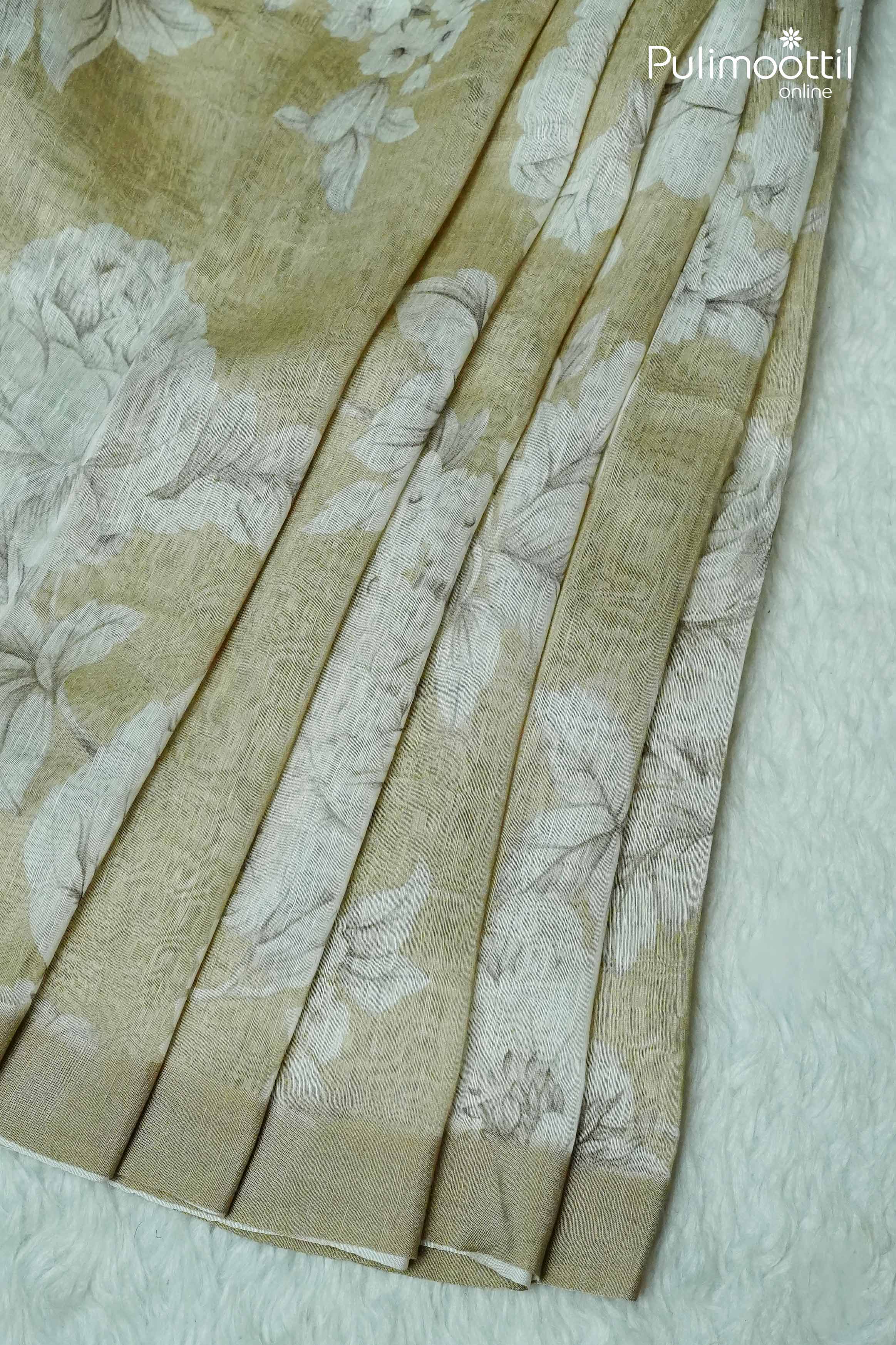 Classic Taupe Colour Linen Silk Saree.