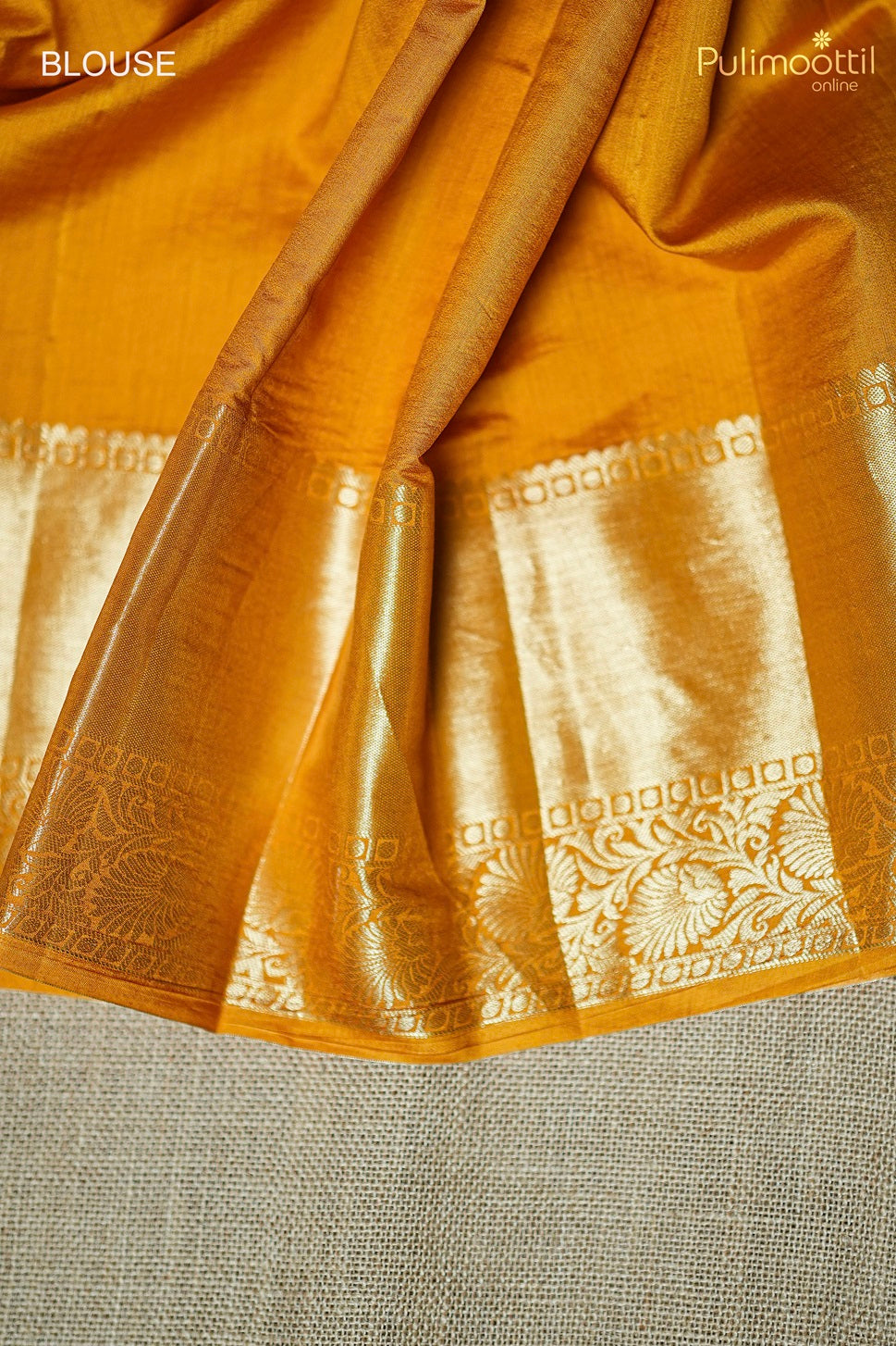 Mustard Yellow Chiniya Silk Saree.