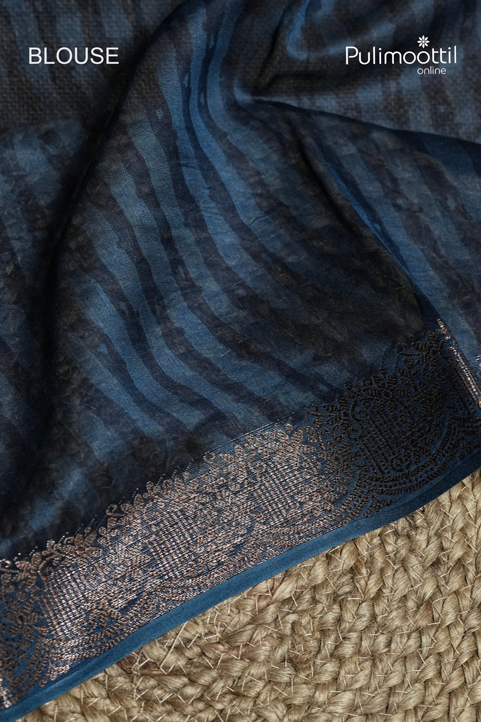 Dark German Blue Colour Chanderi Saree