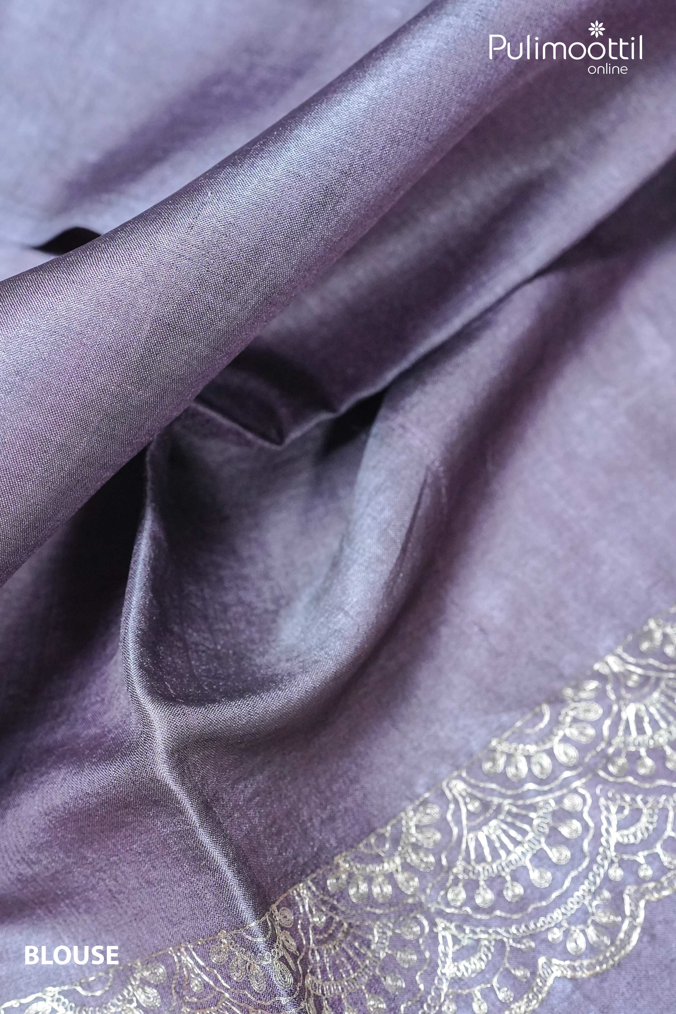 Dark Lavender Colour Tussar Silk Saree.