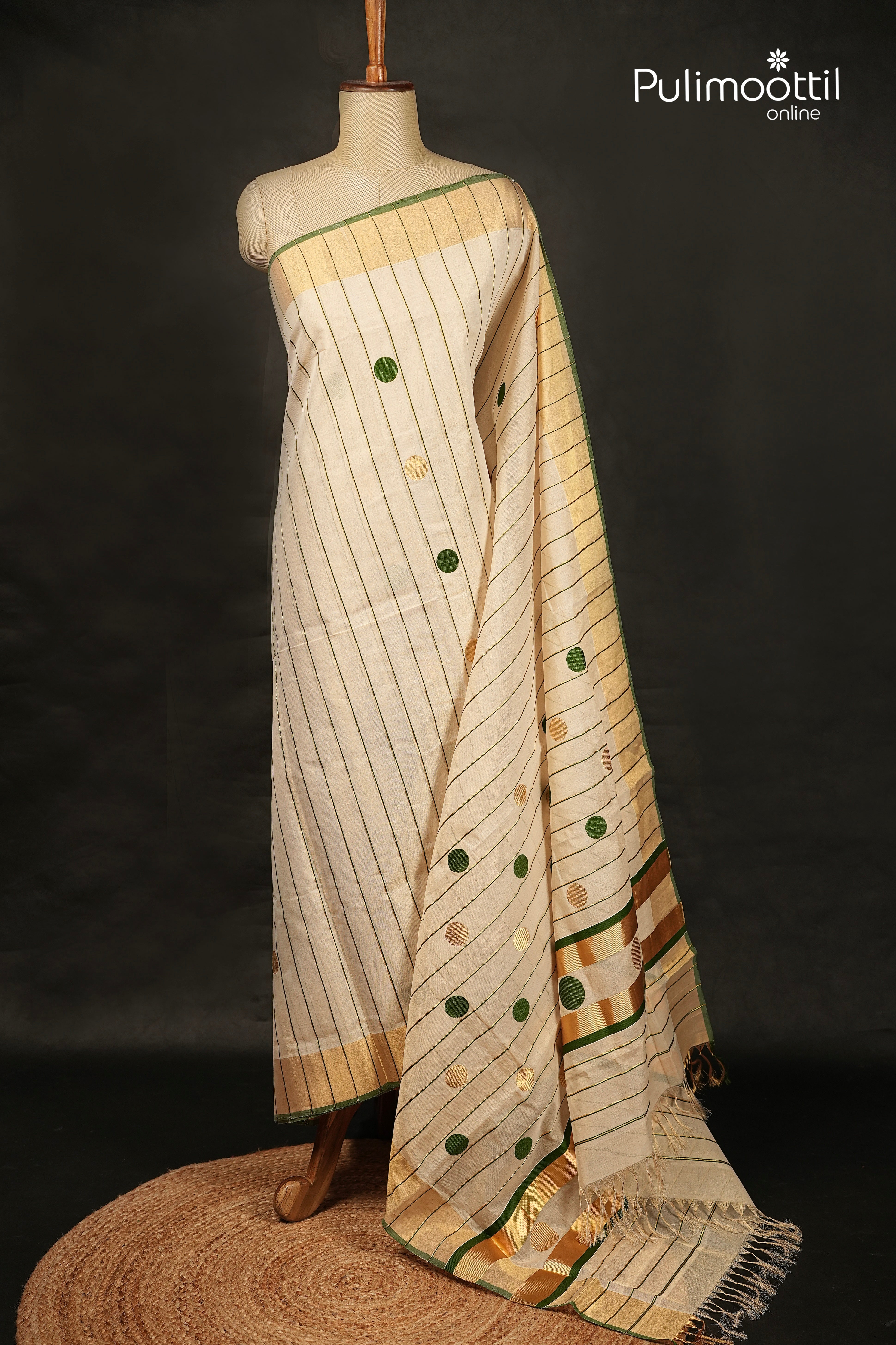 Kerala Traditional Golden Tissue Handloom Set Saree
