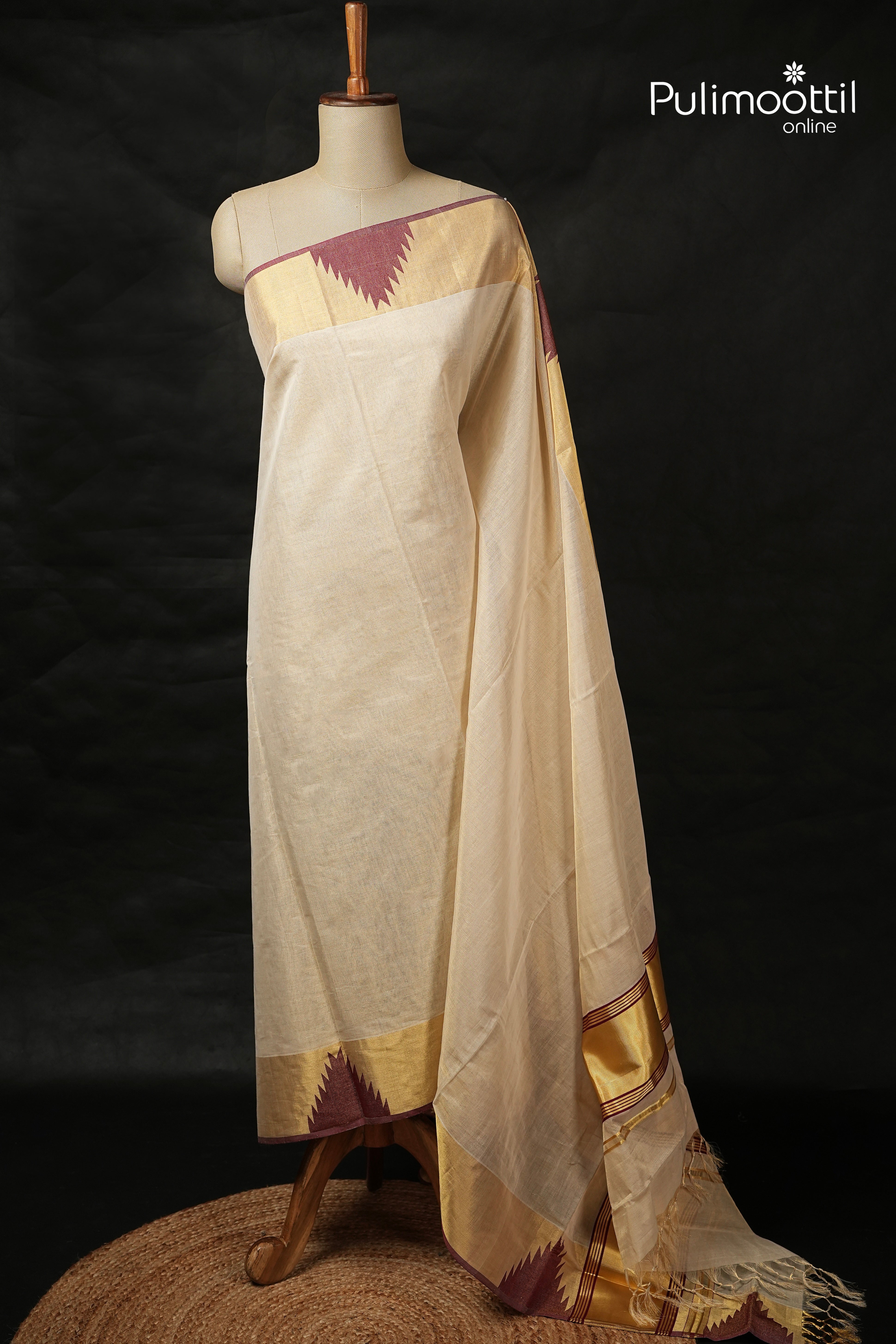 Kerala Traditional Golden Tissue Handloom Set Saree