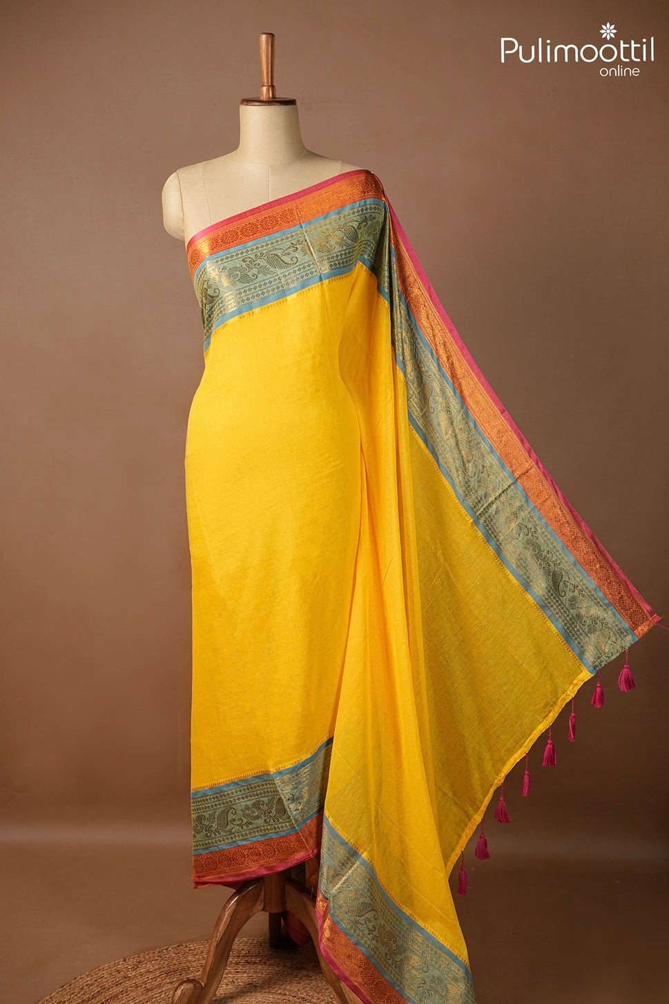 Yellow Colour Mul Cotton Saree