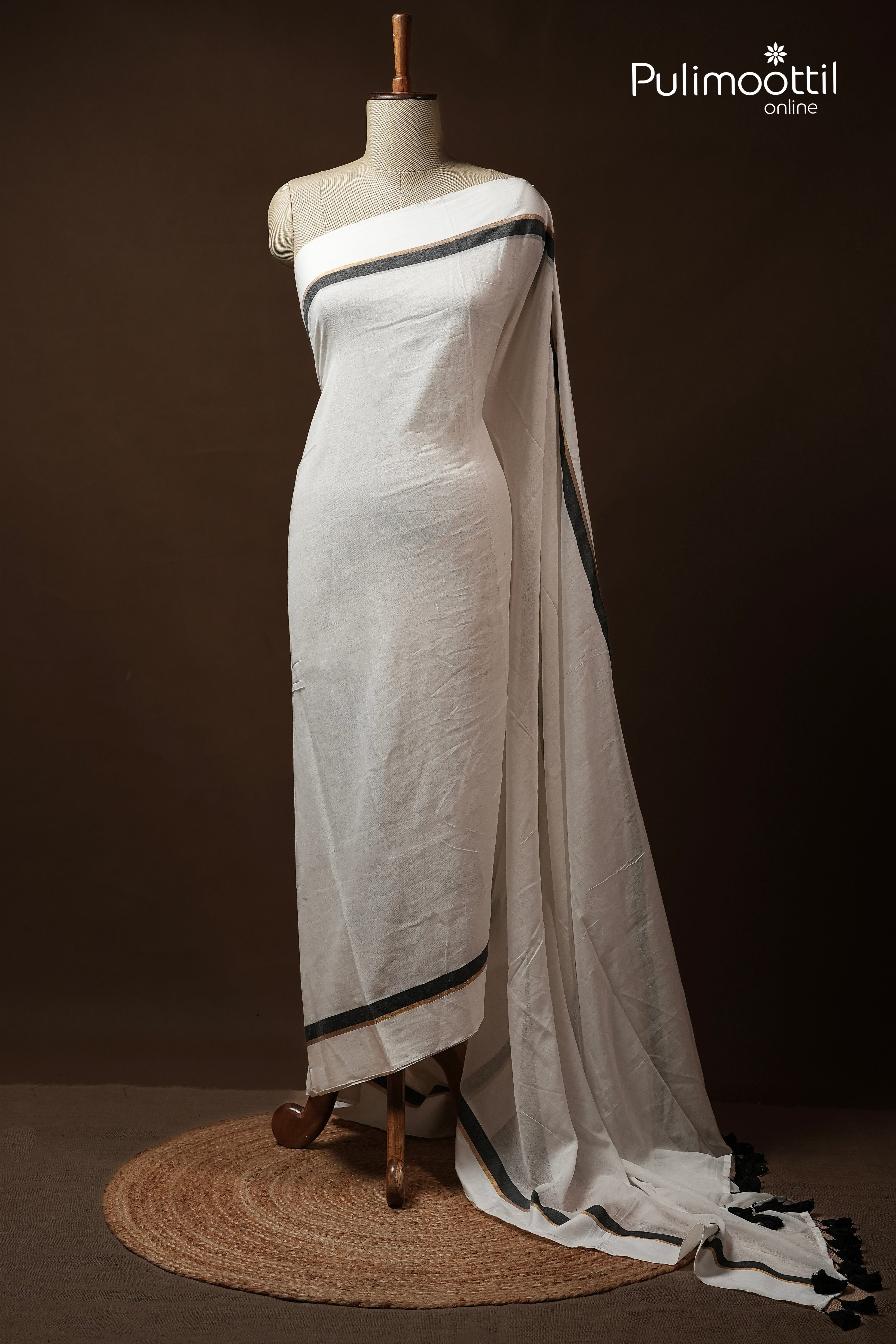 White Colour Mul Cotton Saree