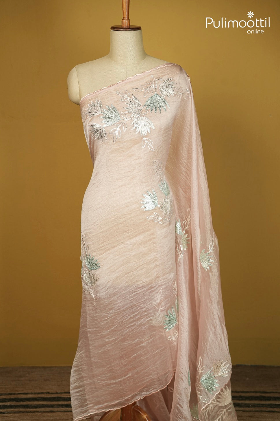 Pastel Pink Colour Organza Fancy Saree
