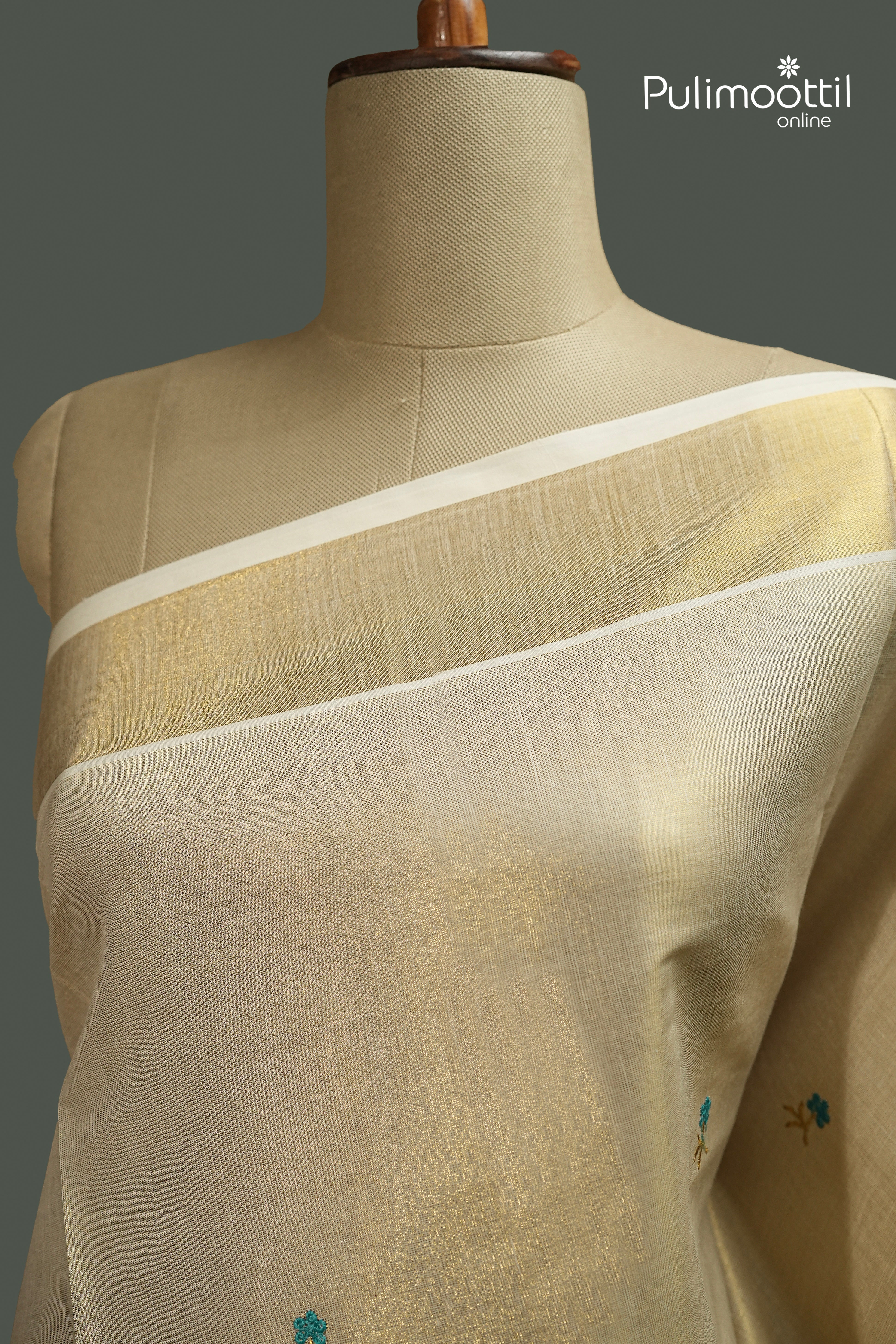 Kerala Traditional Golden Tissue Set Saree