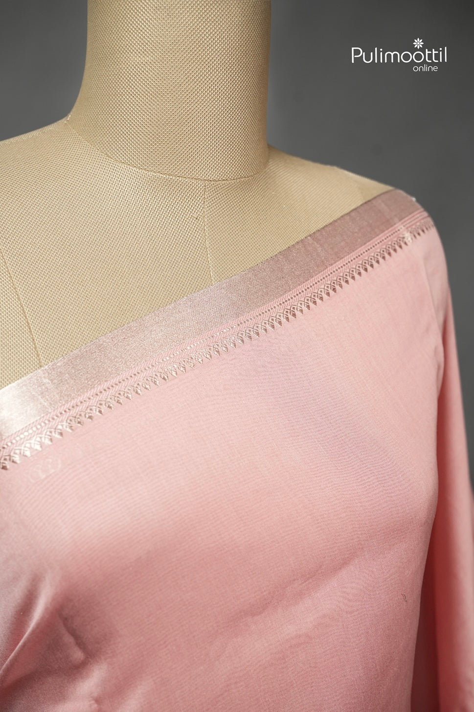Light Peach Colour Semi Chanderi Saree