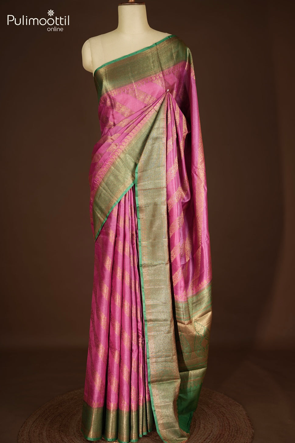 Onion Pink Colour Tussar Silk Saree