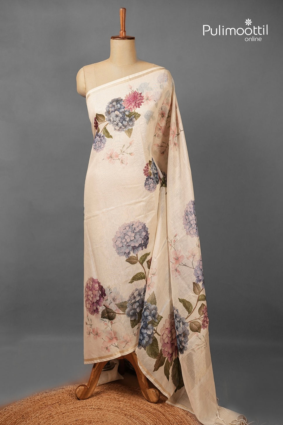 Offwhite Colour Semi Chanderi Traditional Saree