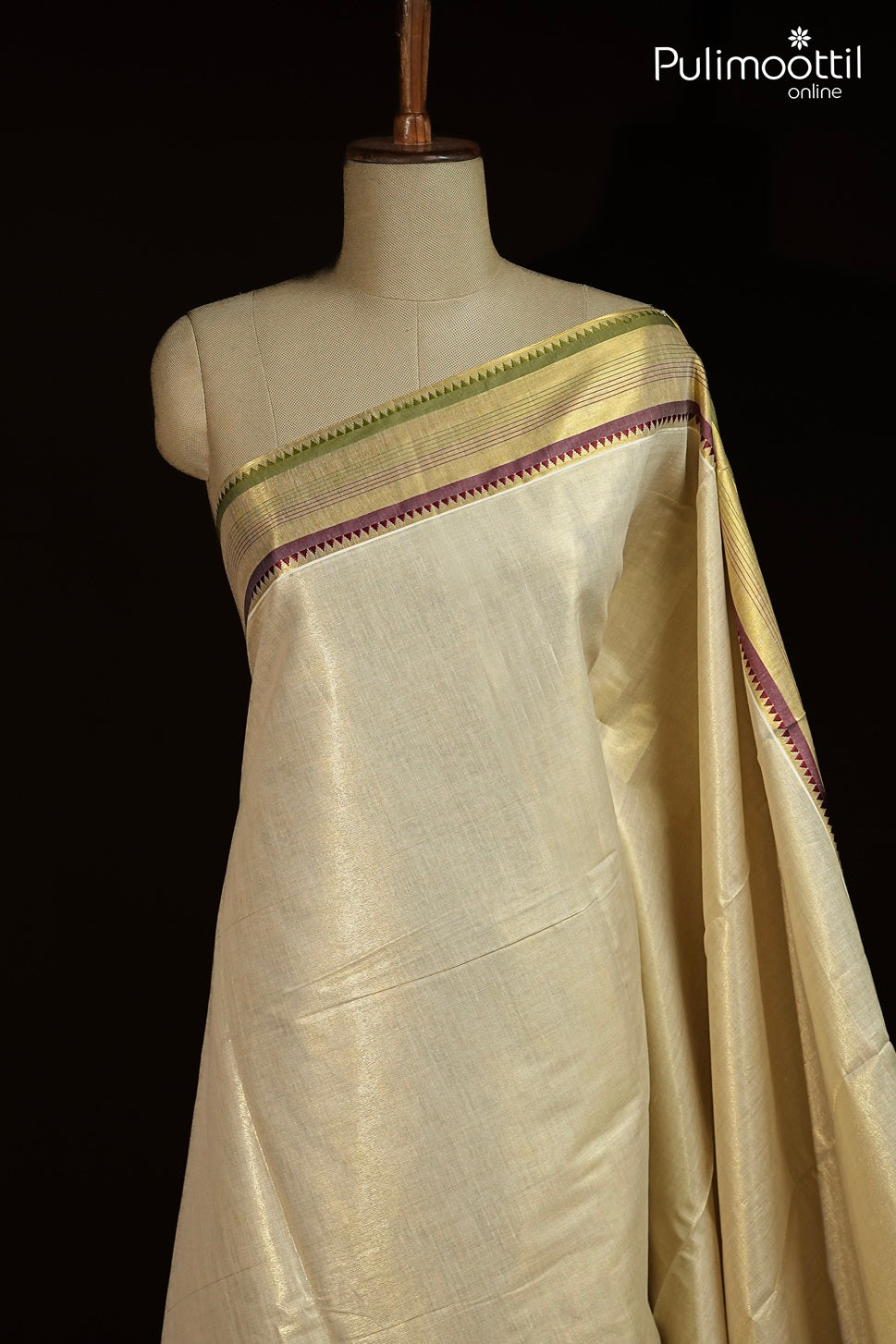 Kerala Traditional Golden Tissue Set Saree