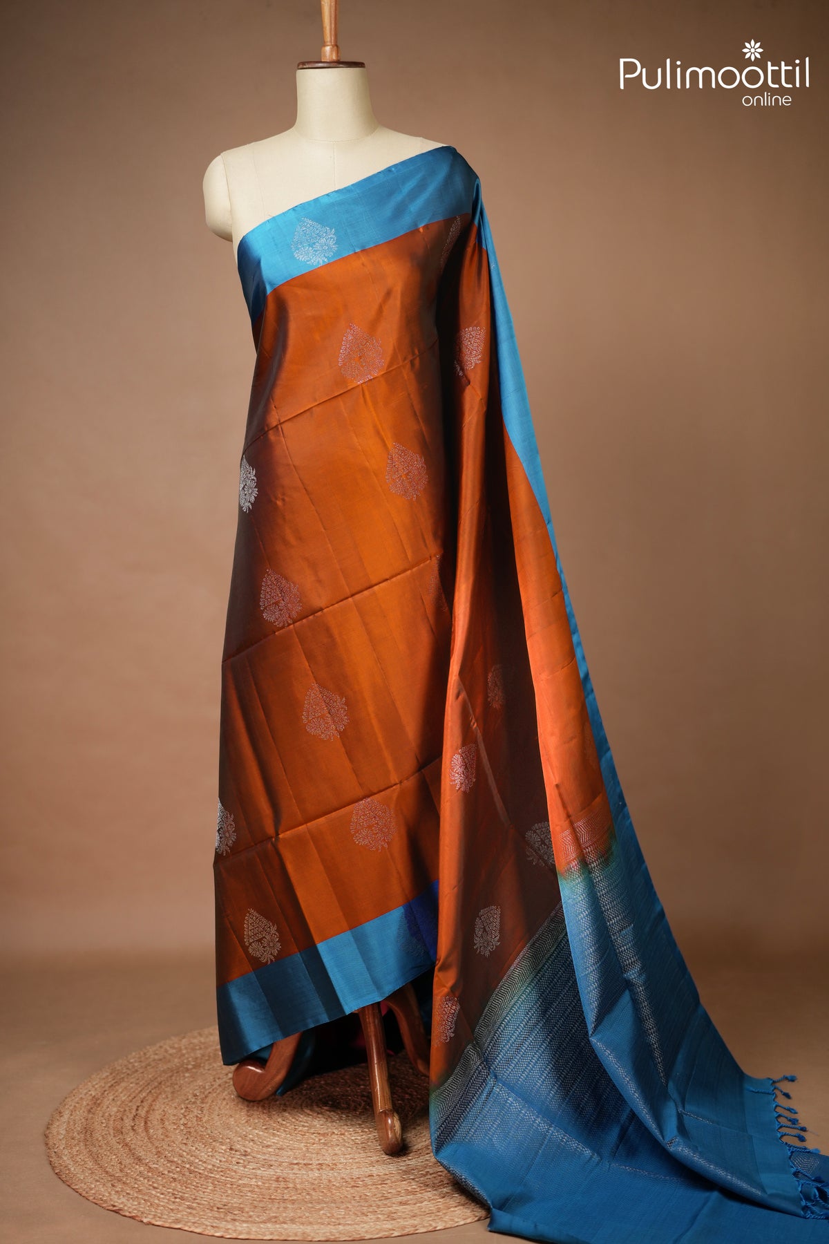 Brick Colour Kanchipuram Soft Silk Saree
