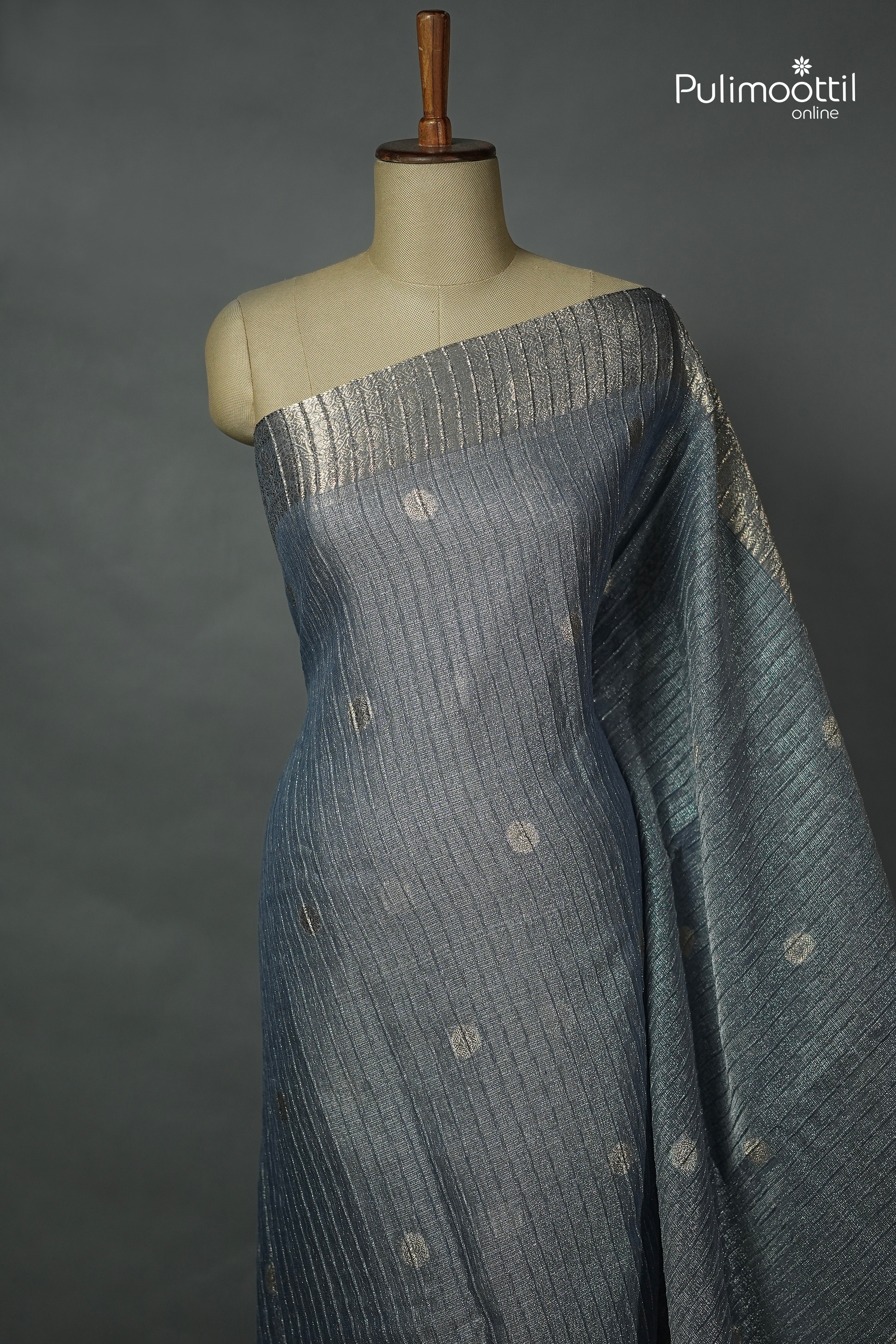Steel Blue Colour Semi Tissue Saree