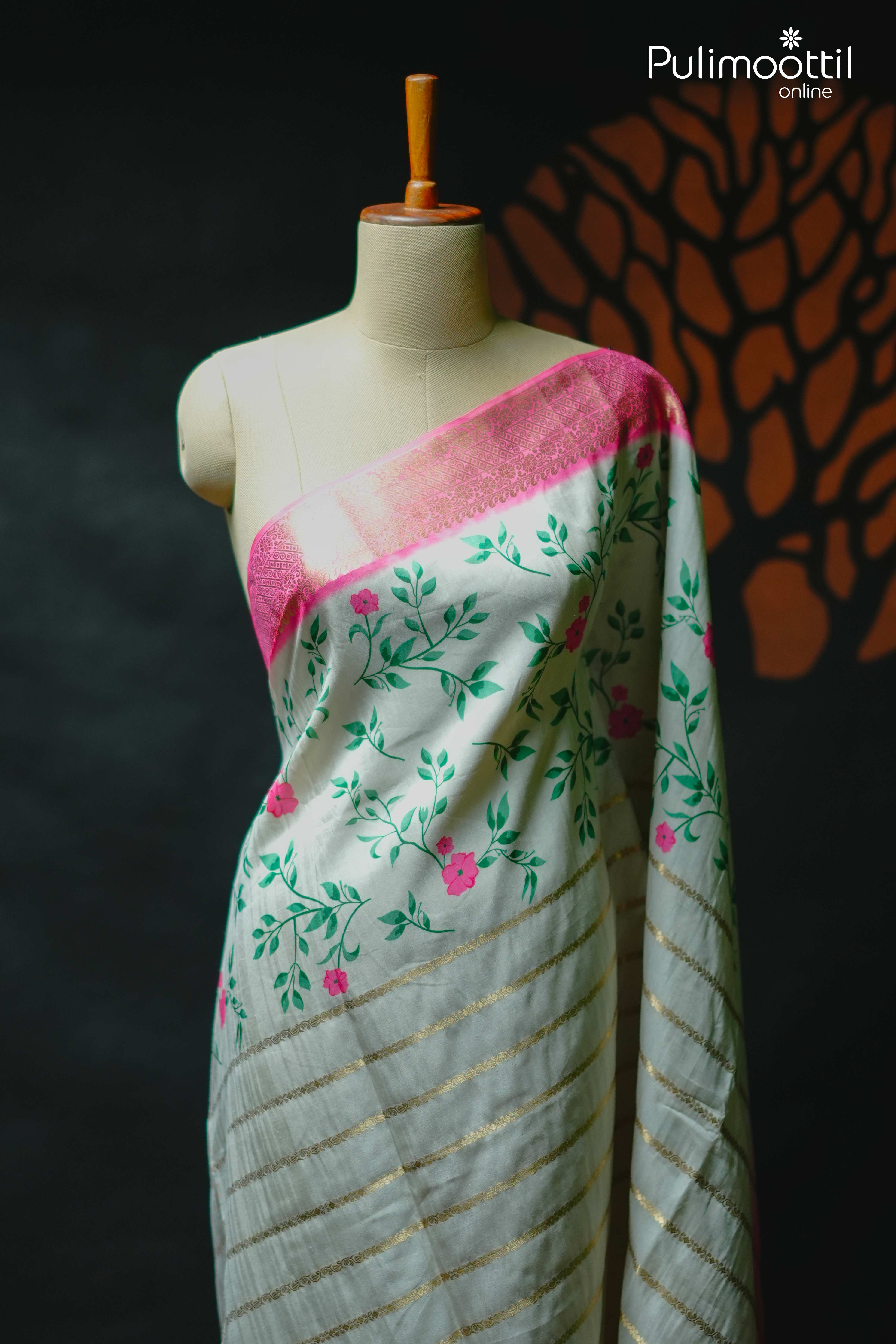 Off White Colour Semi Tussar Silk Saree.