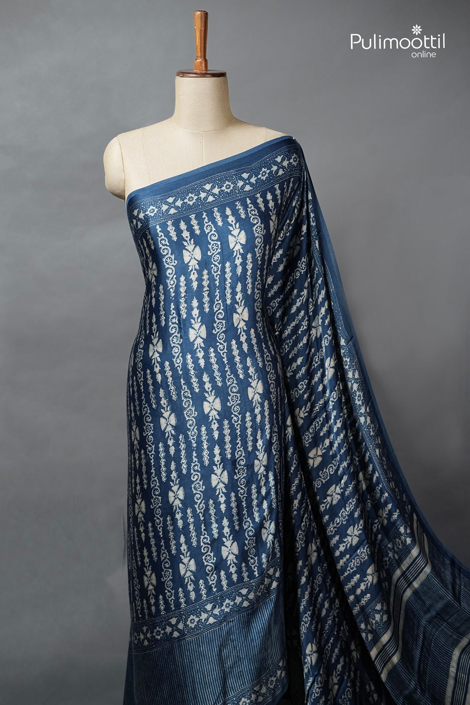 Dark Steel Blue Colour Modal Silk Saree