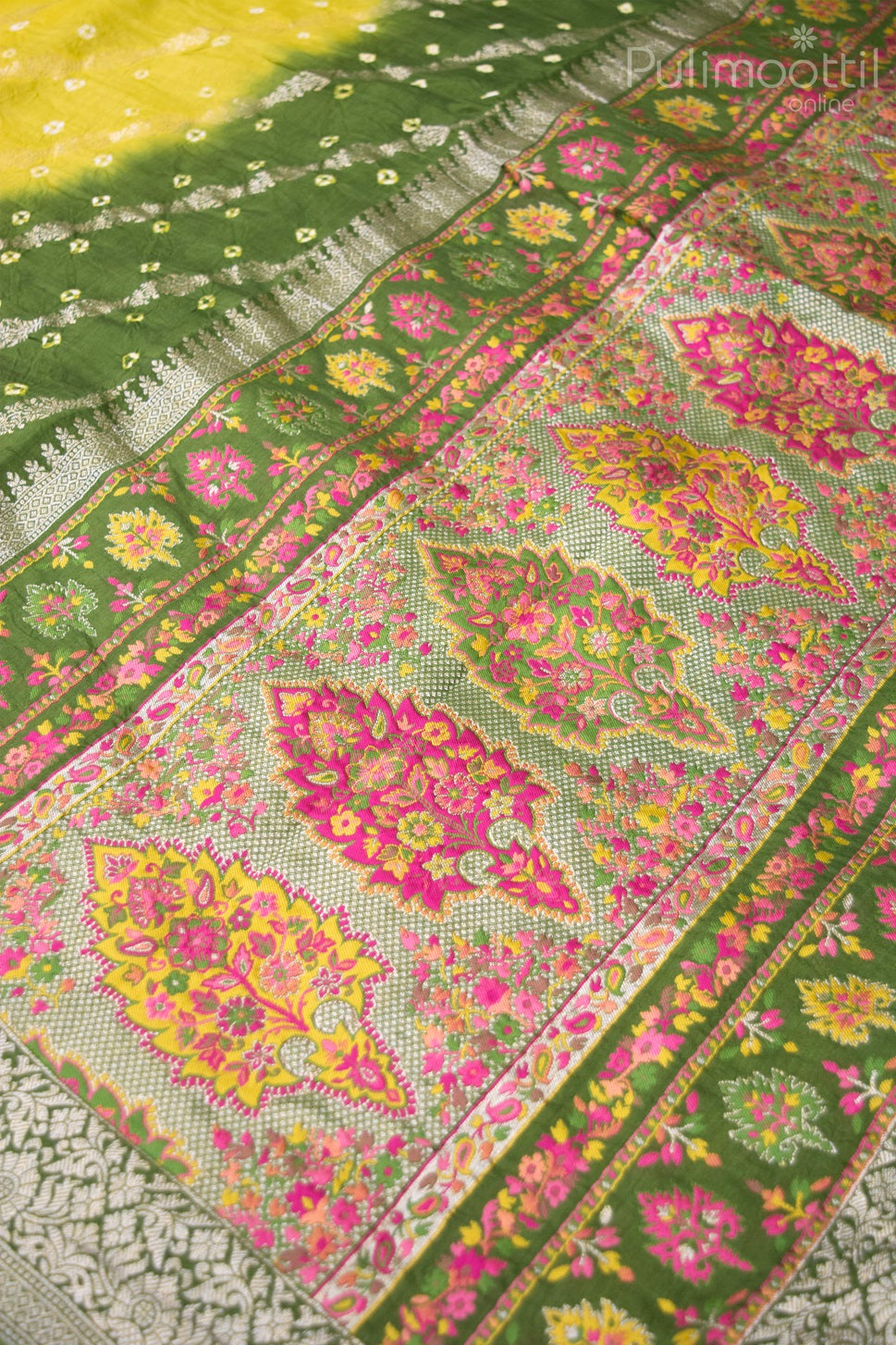 Multicolour Colour Banarasi Bandhini Saree.