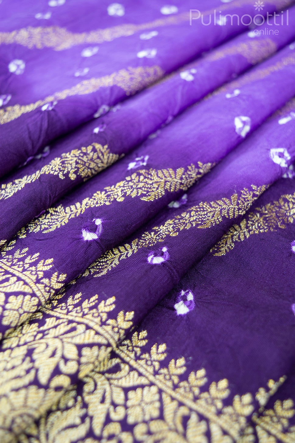 Purple Colour Banarasi Bandhini Saree.
