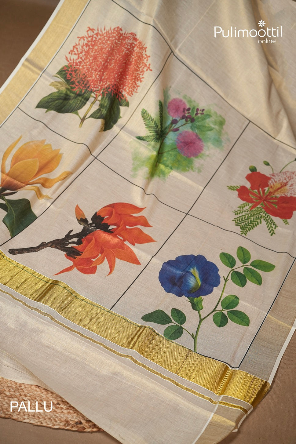 Kerala Traditional Golden Tissue Set Saree