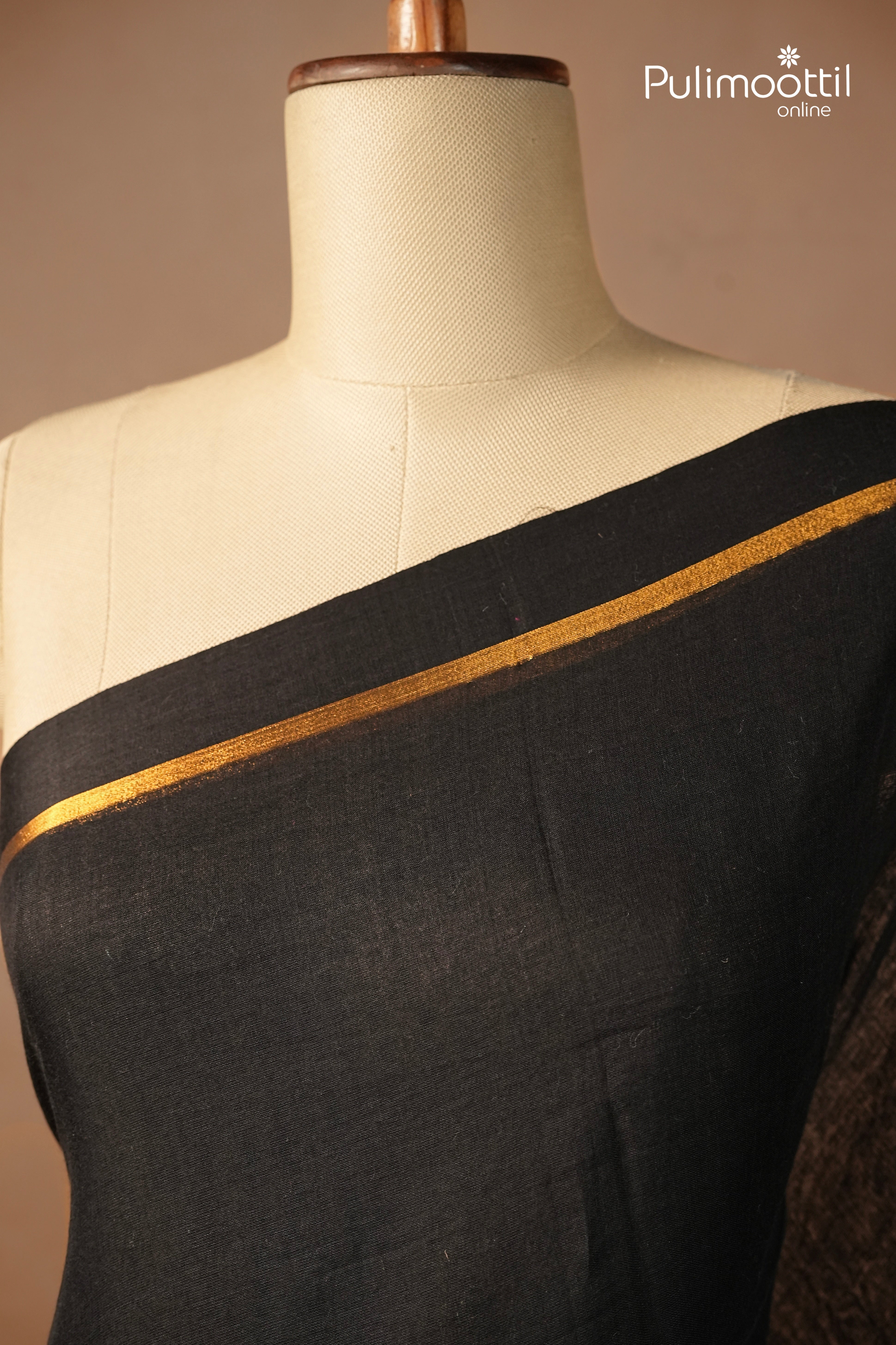Black Colour Mul Cotton Saree