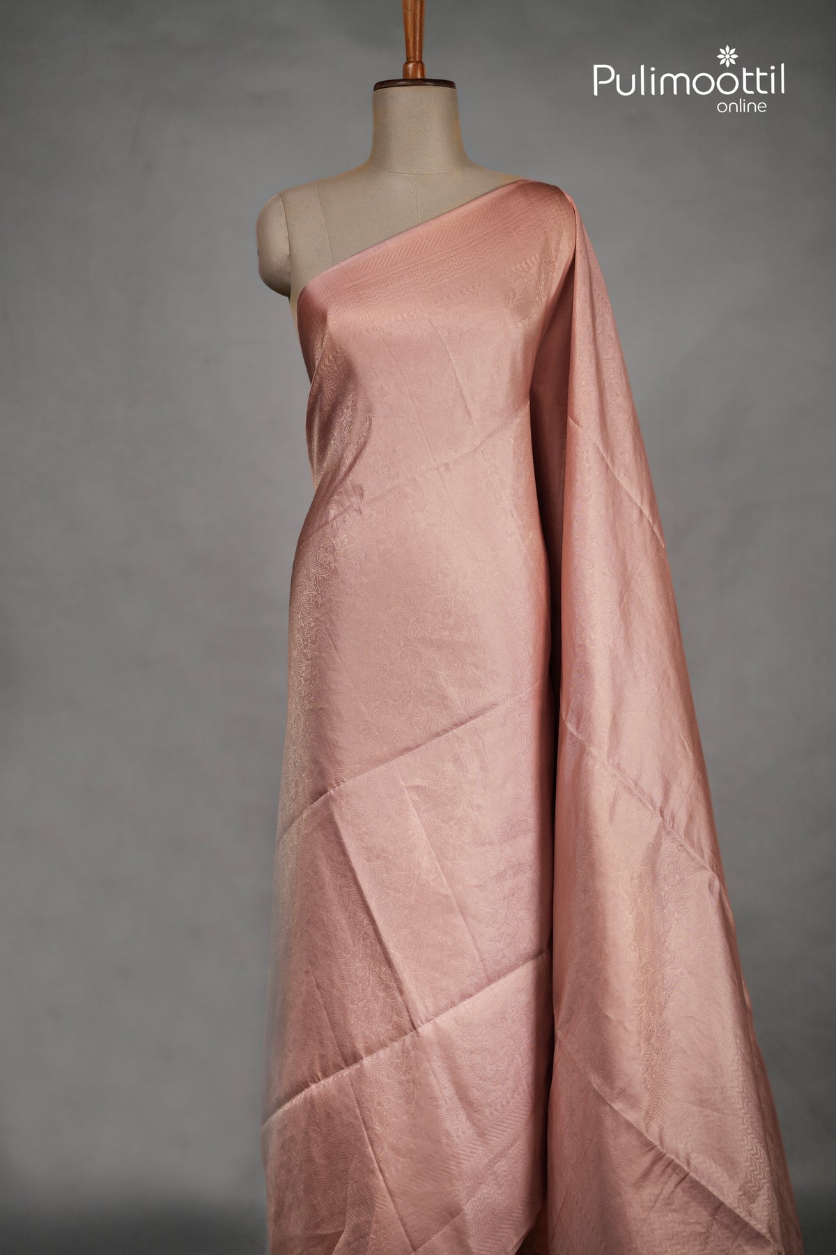 Light Peach Colour Kanchipuram Designer Soft Silk Saree