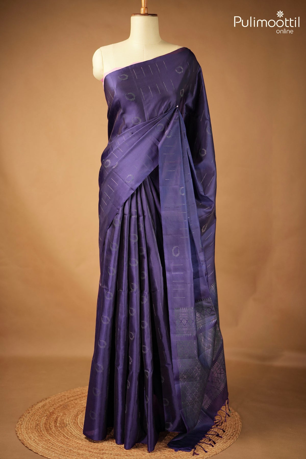 Dark Violet Color Kanchipuram Soft Silk Saree