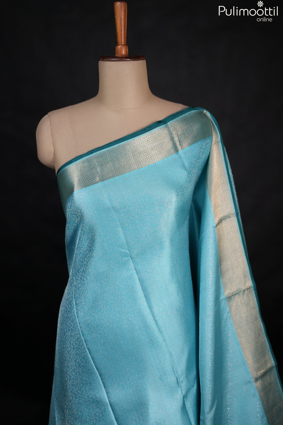 Sky Blue Colour Kanchipuram Brocade Wedding Saree.