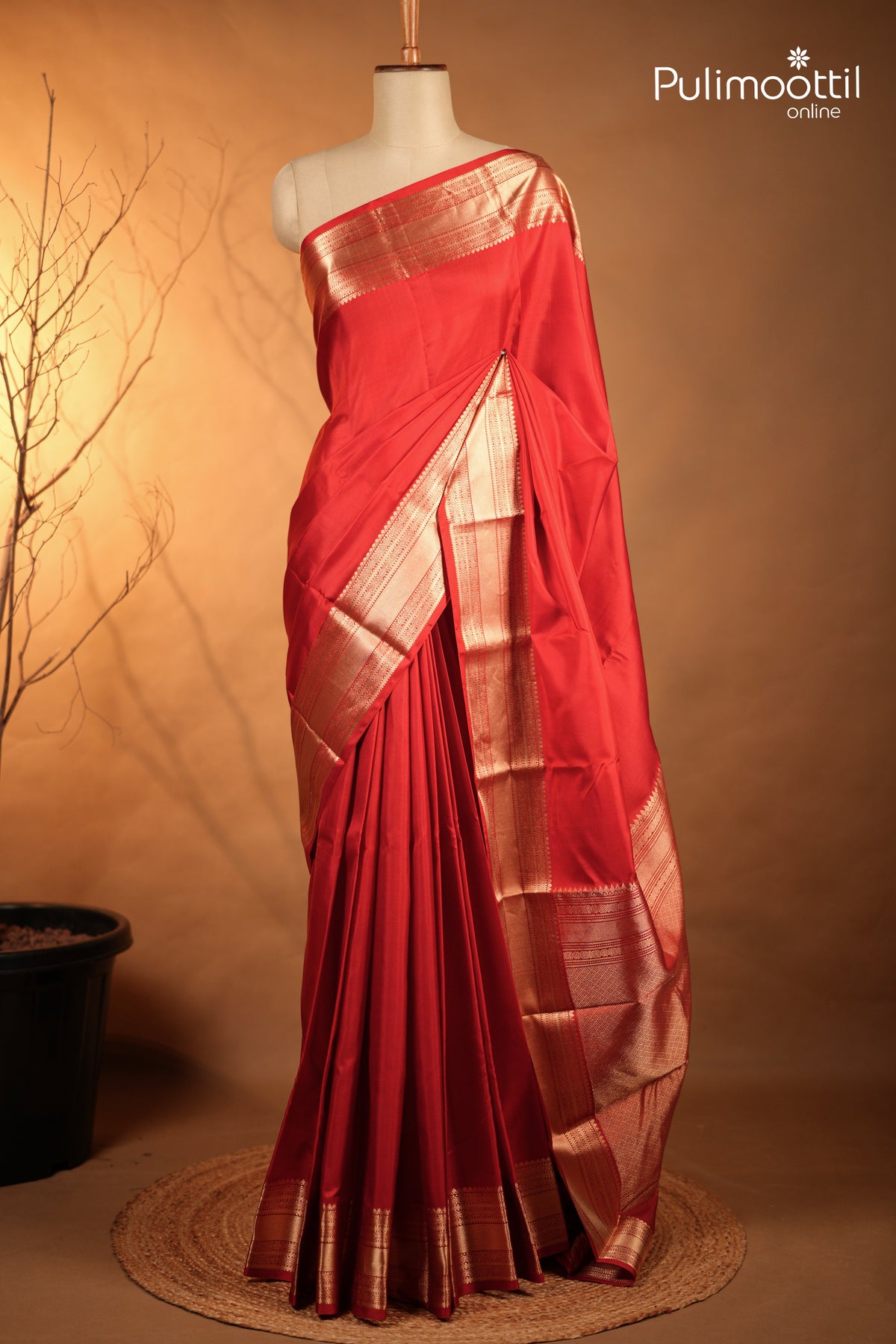 Chlly Red Colour Kanchipuram Soft Silk Saree