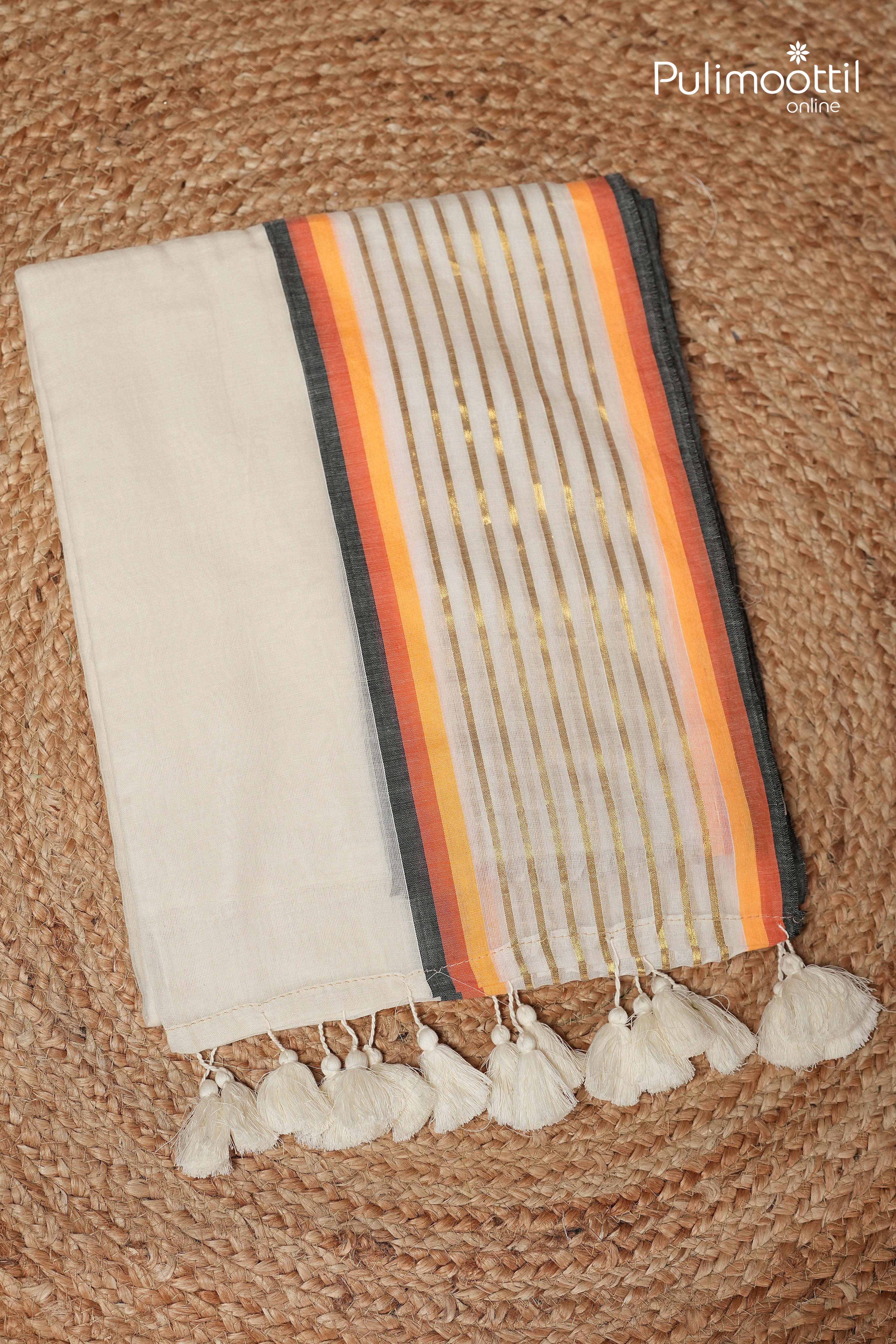 OffWhite Colour Mul Cotton Saree