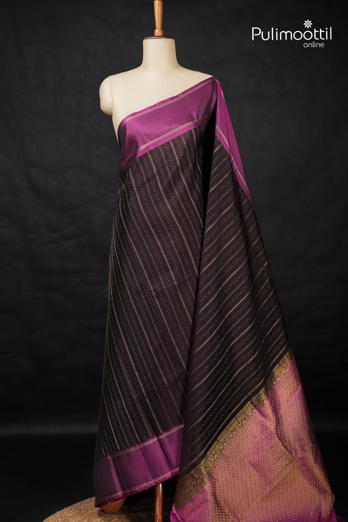 Dark Coffee Brown Colour Kanchipuram Soft Silk Saree