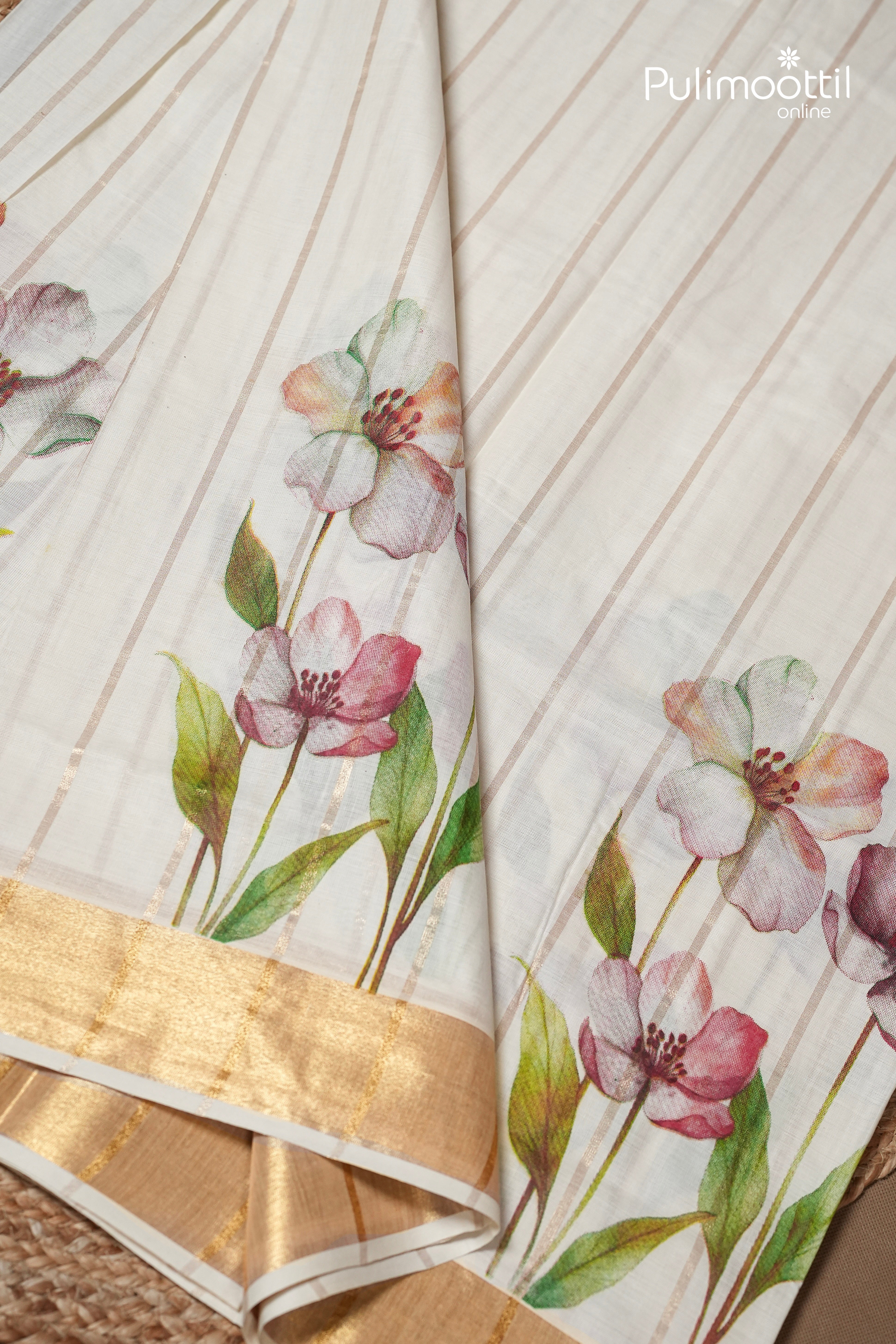 OffWhite Colour Kerala Traditional Cotton Set Saree