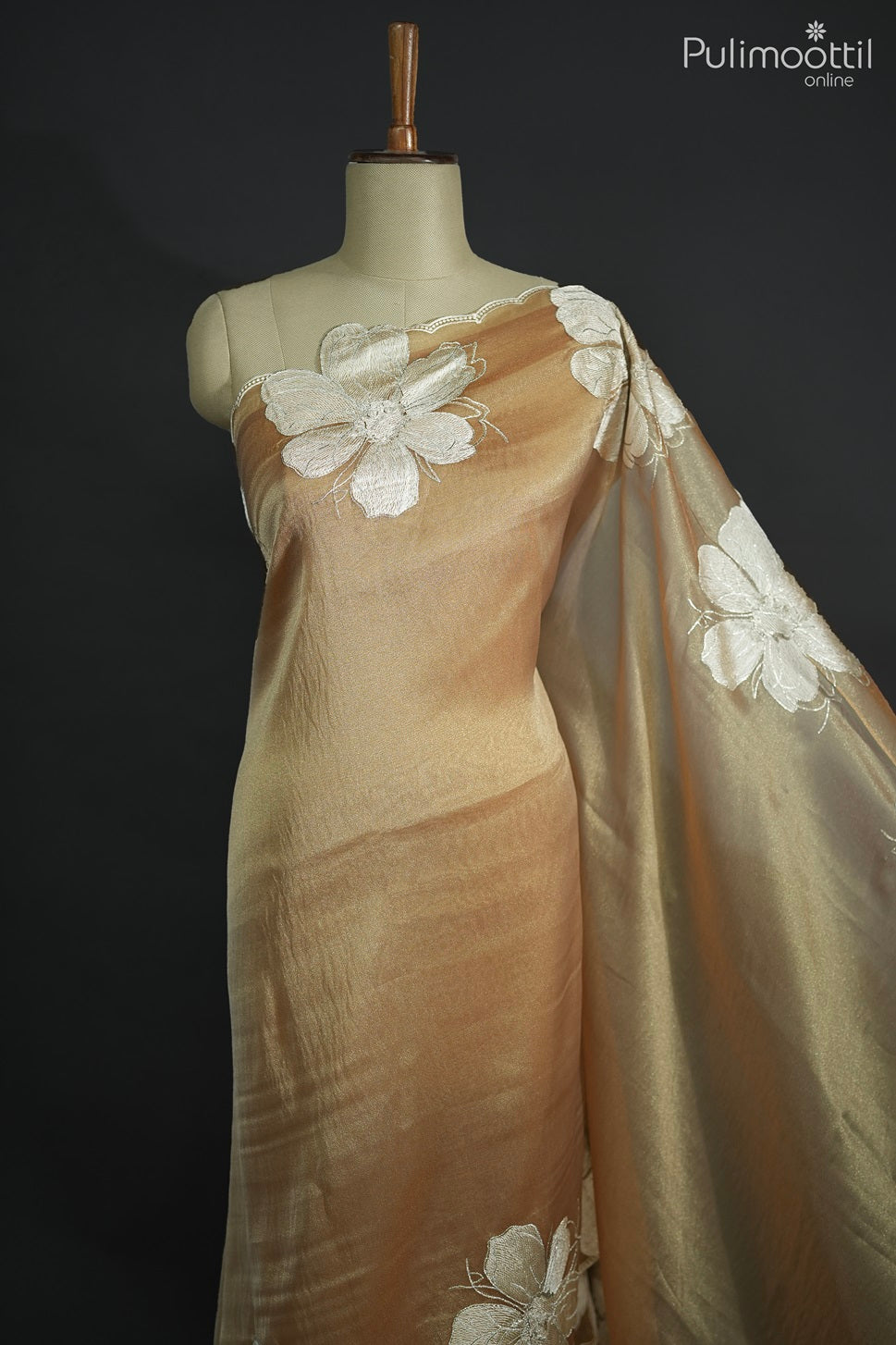 Golden yellow Colour Shimmer Organza Saree