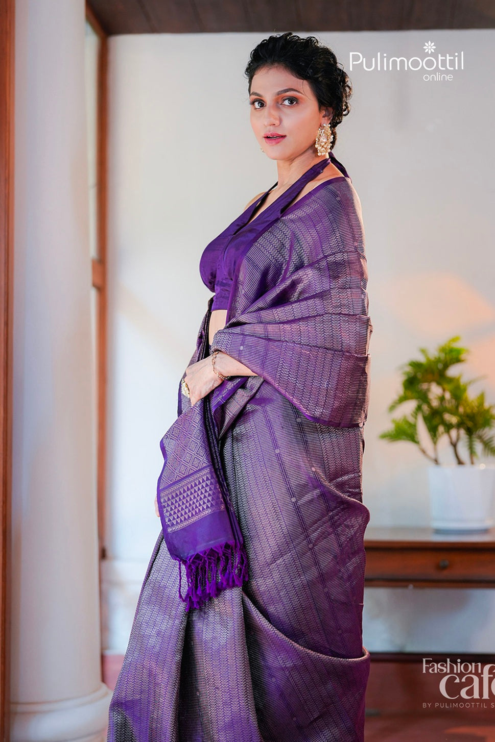 Dark Violet Colour Kanchipuram Designer Saree