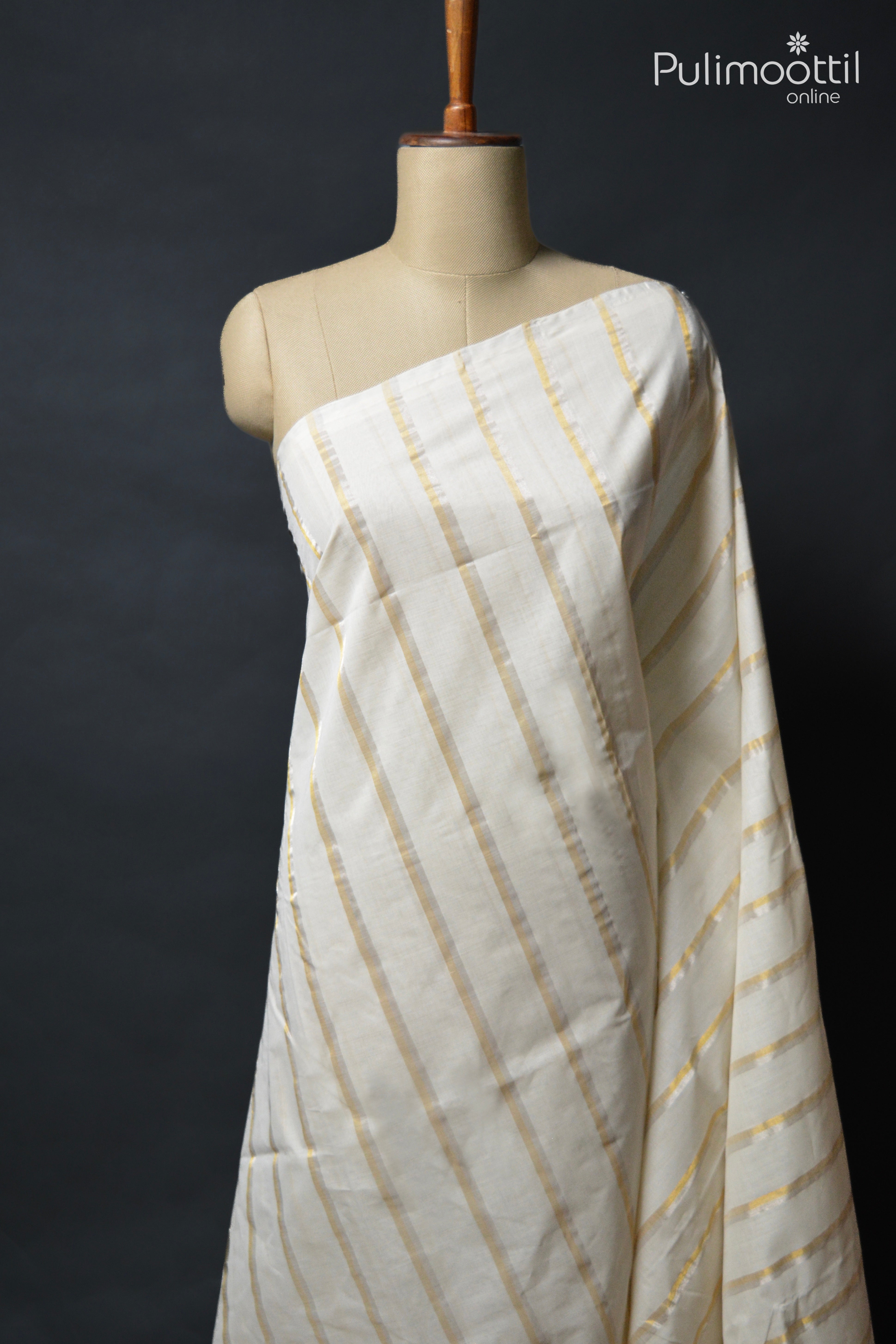 Cream colour Cotton Handloom Saree