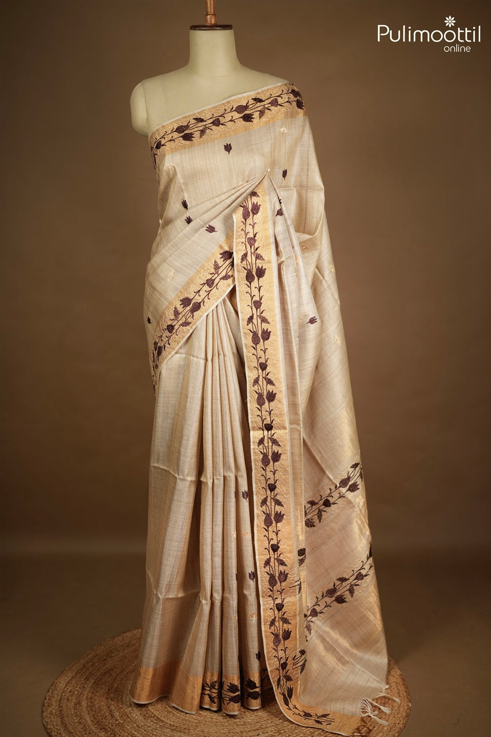 Light Chikoo Colour Tussar Silk Saree