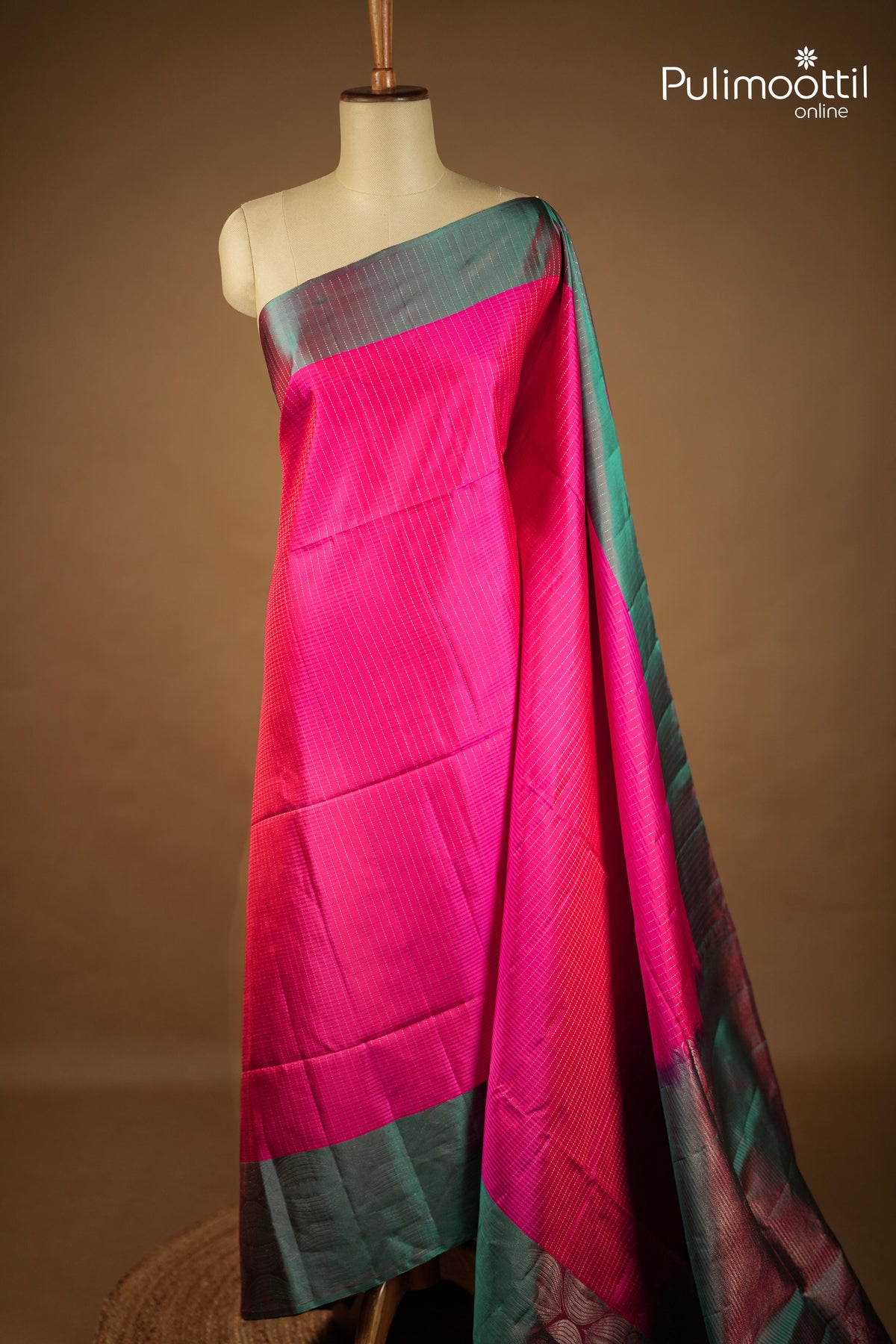 Rani Pink colour Kanchipuram Soft Silk Saree