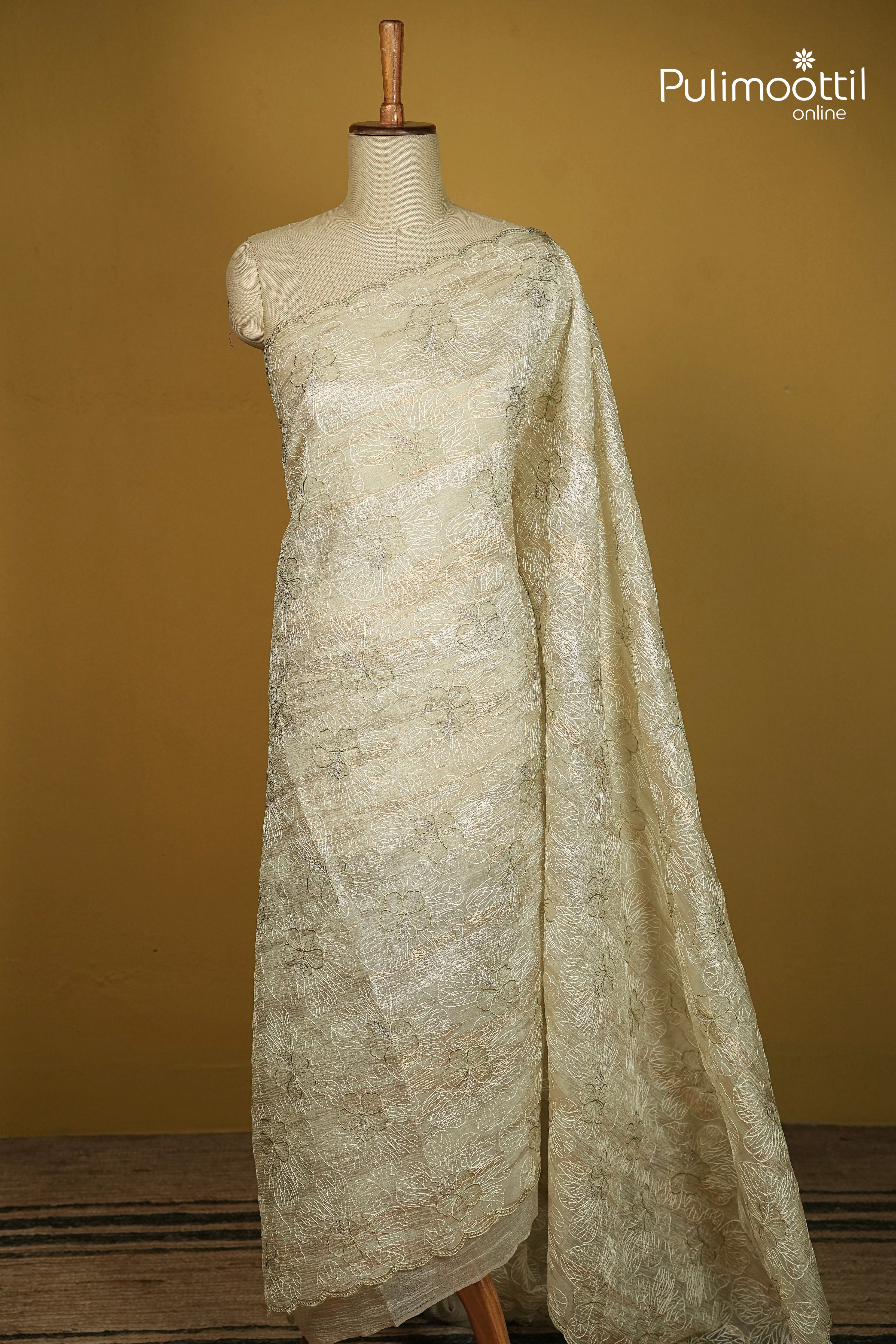 Sage Green Colour Crushed Organza Fancy Saree