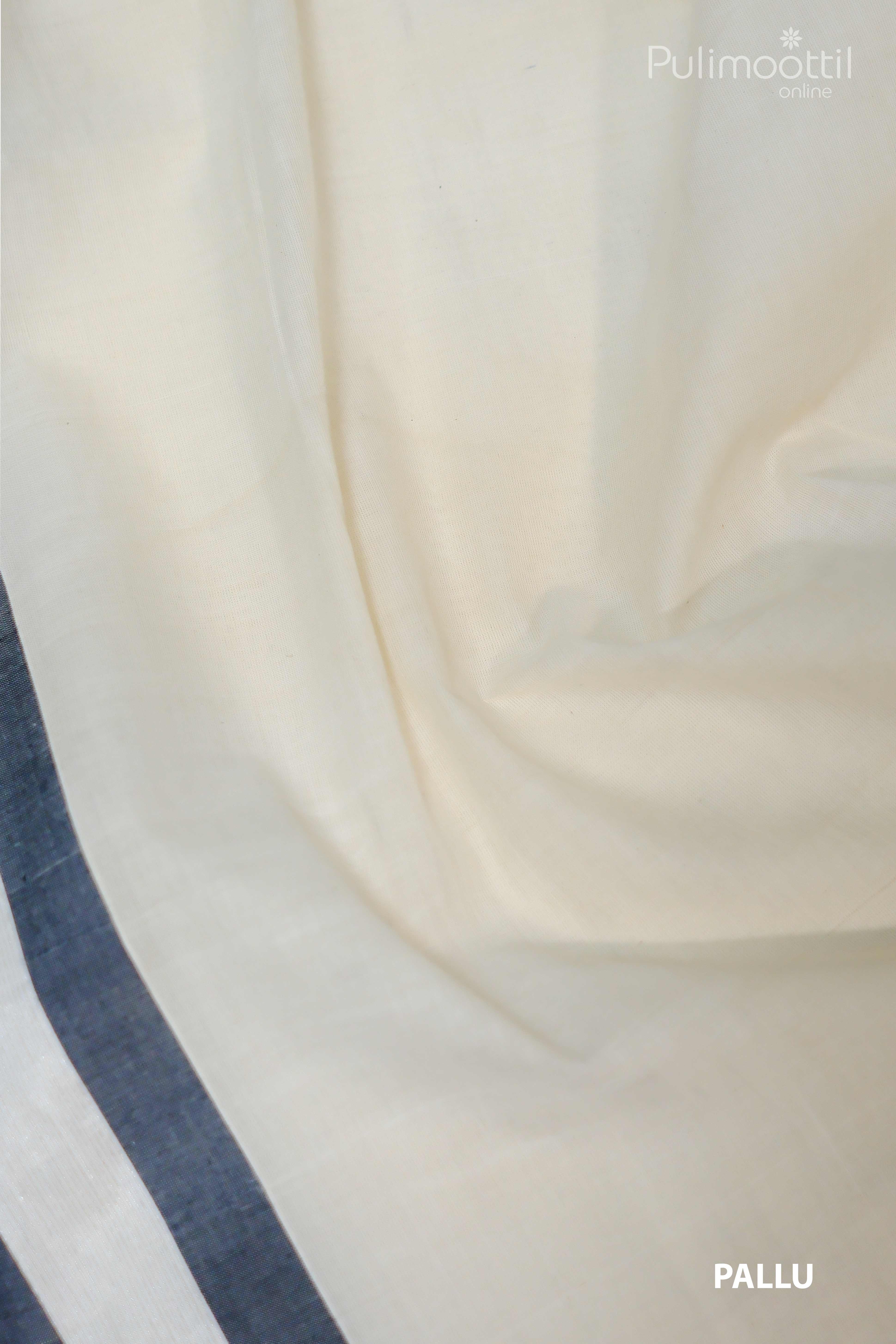 Off White Colour Pure Handloom Cotton Set Saree