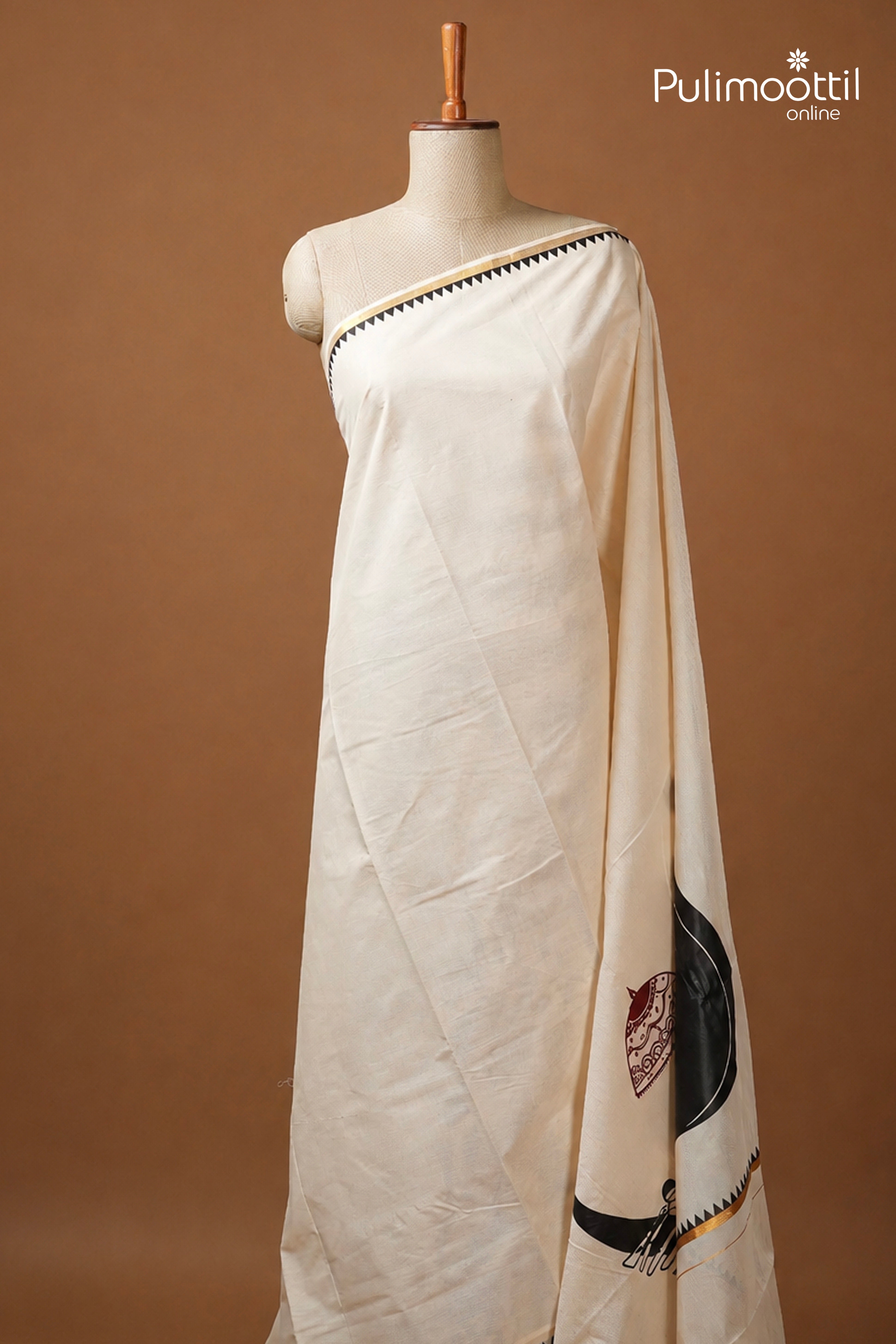 OffWhite Colour Kerala Traditional Cotton Set Saree