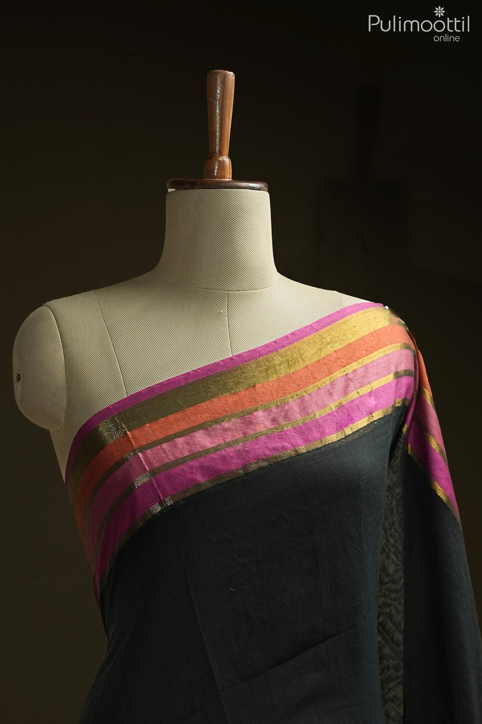 Black Colour Mul Cotton Saree